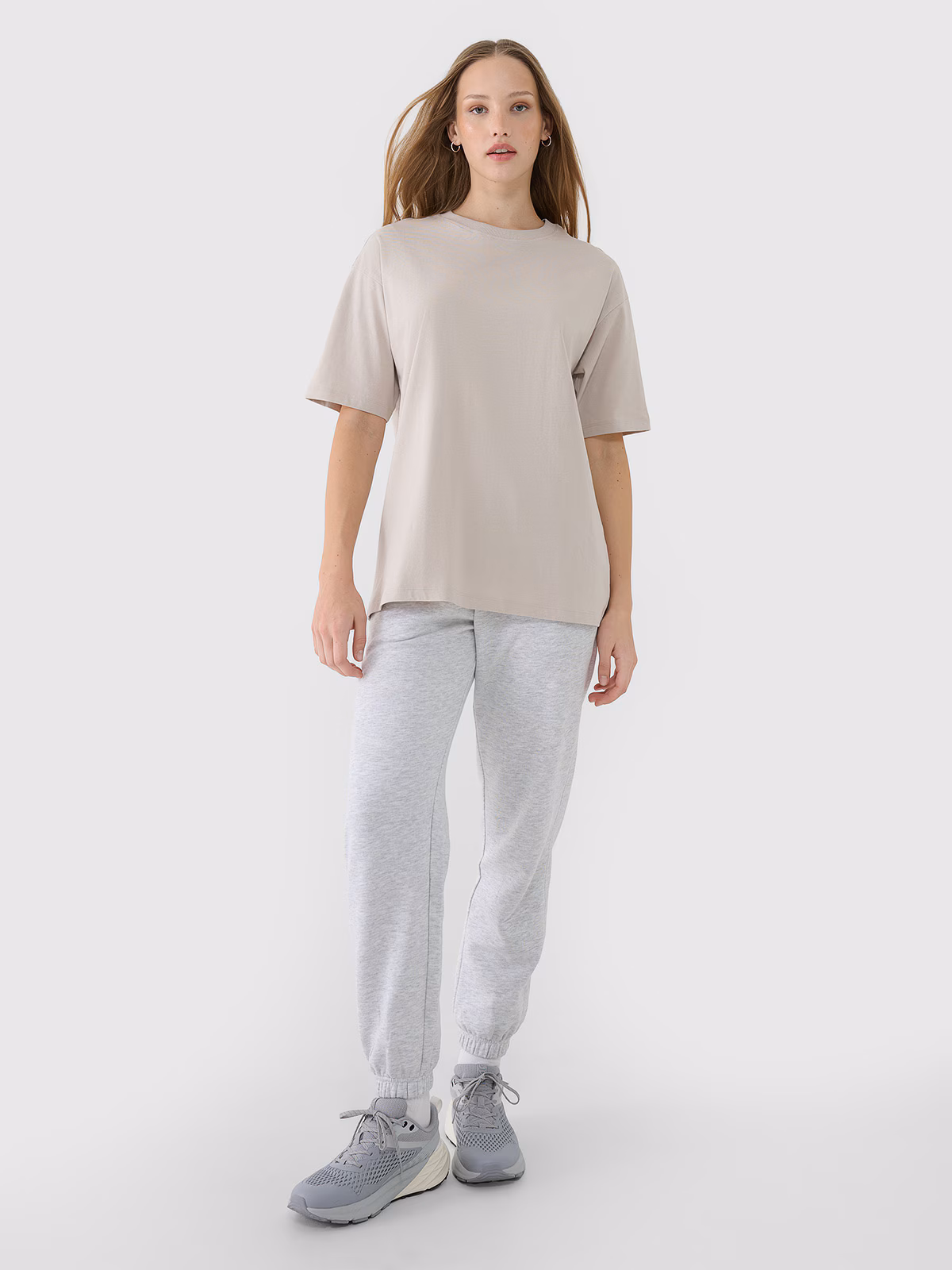 T-shirt oversize gładki damski - biały