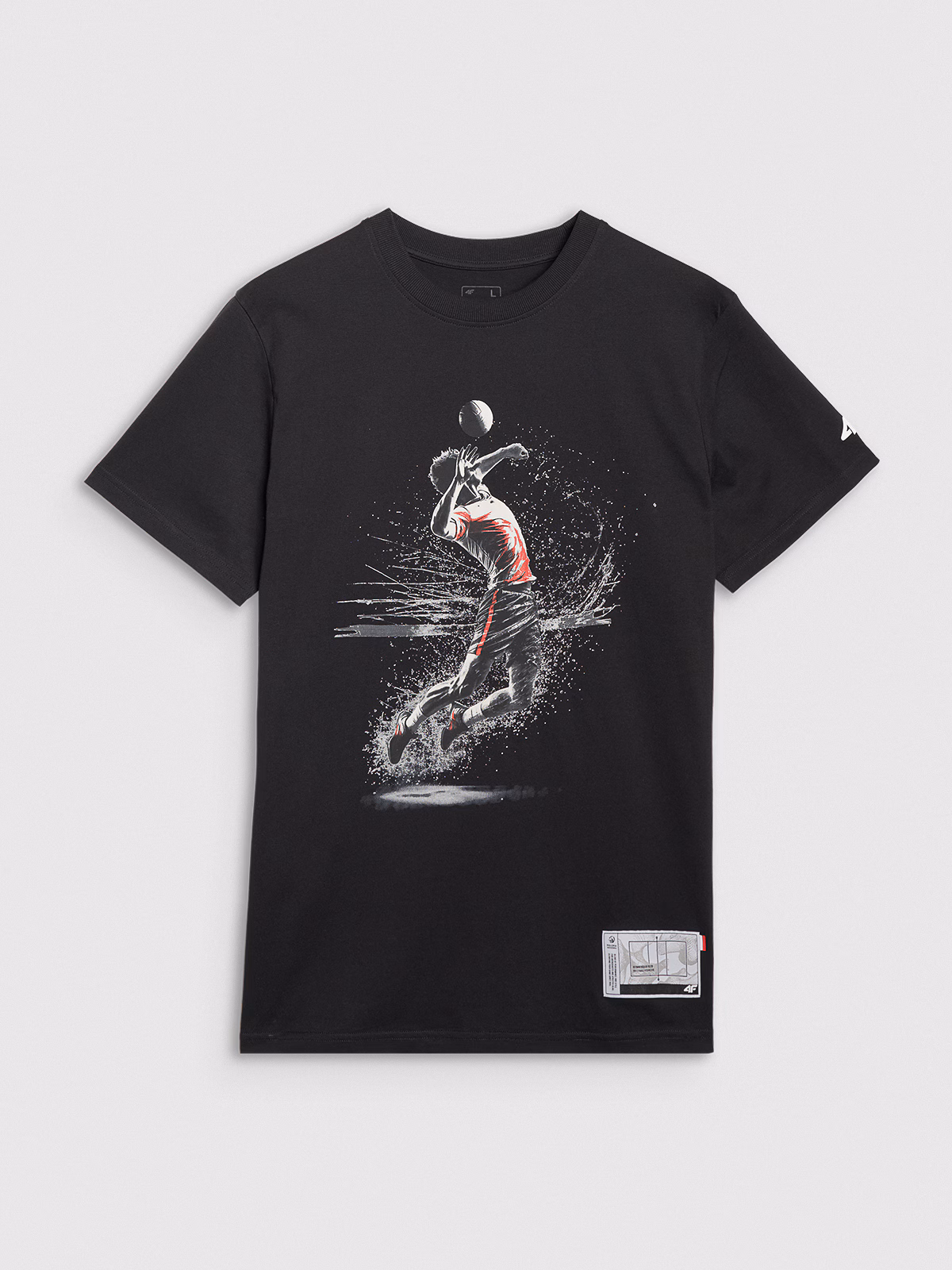 T-shirt regular z nadrukiem siatkarskim męski - biały