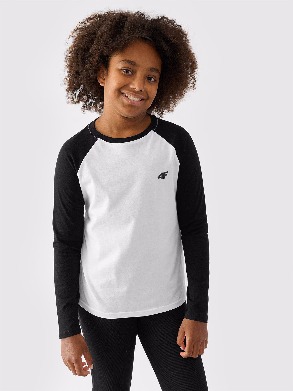 Longsleeve regular gładki dziewczęcy - różowy