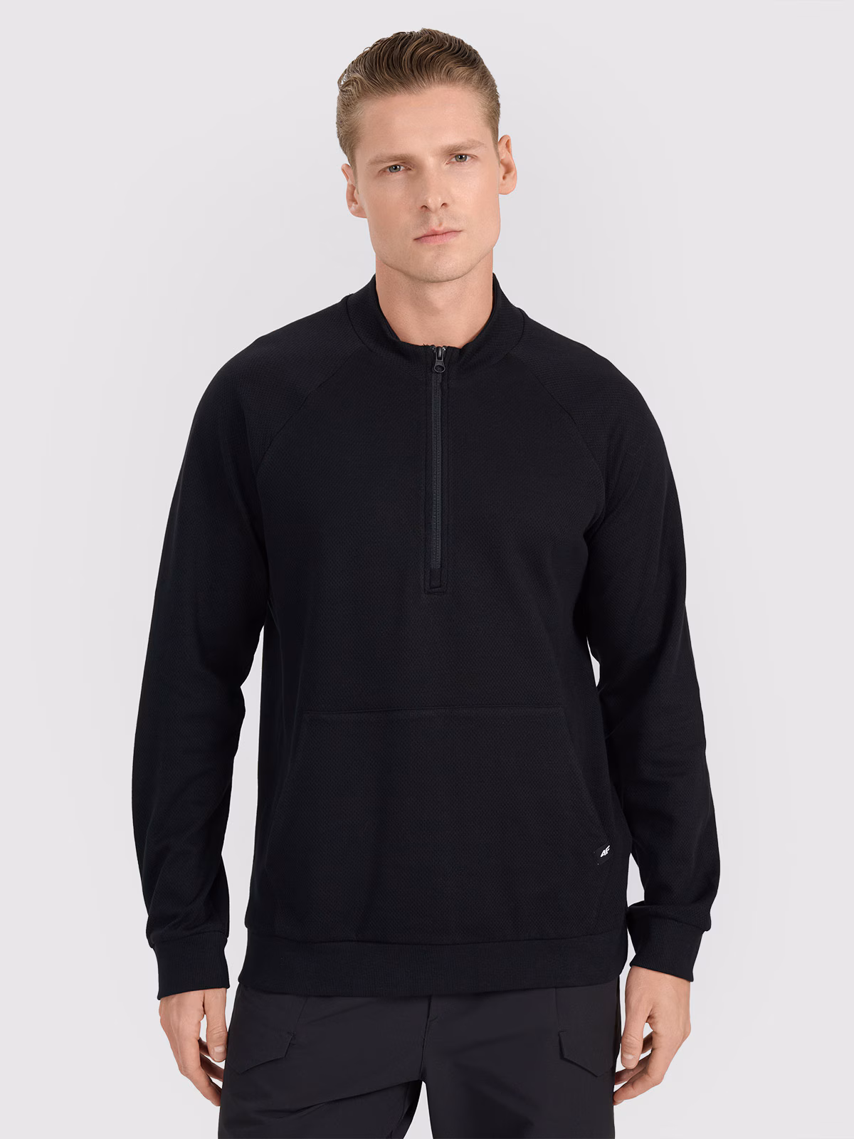 Bluza dresowa nierozpinana bez kaptura męska - czarna
