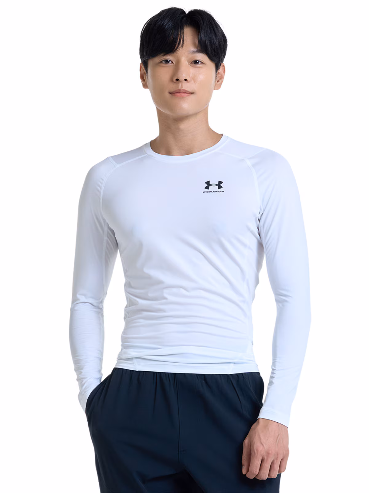 Longsleeve treningowy męski Under Armour UA Hg Armour Comp Ls - biały