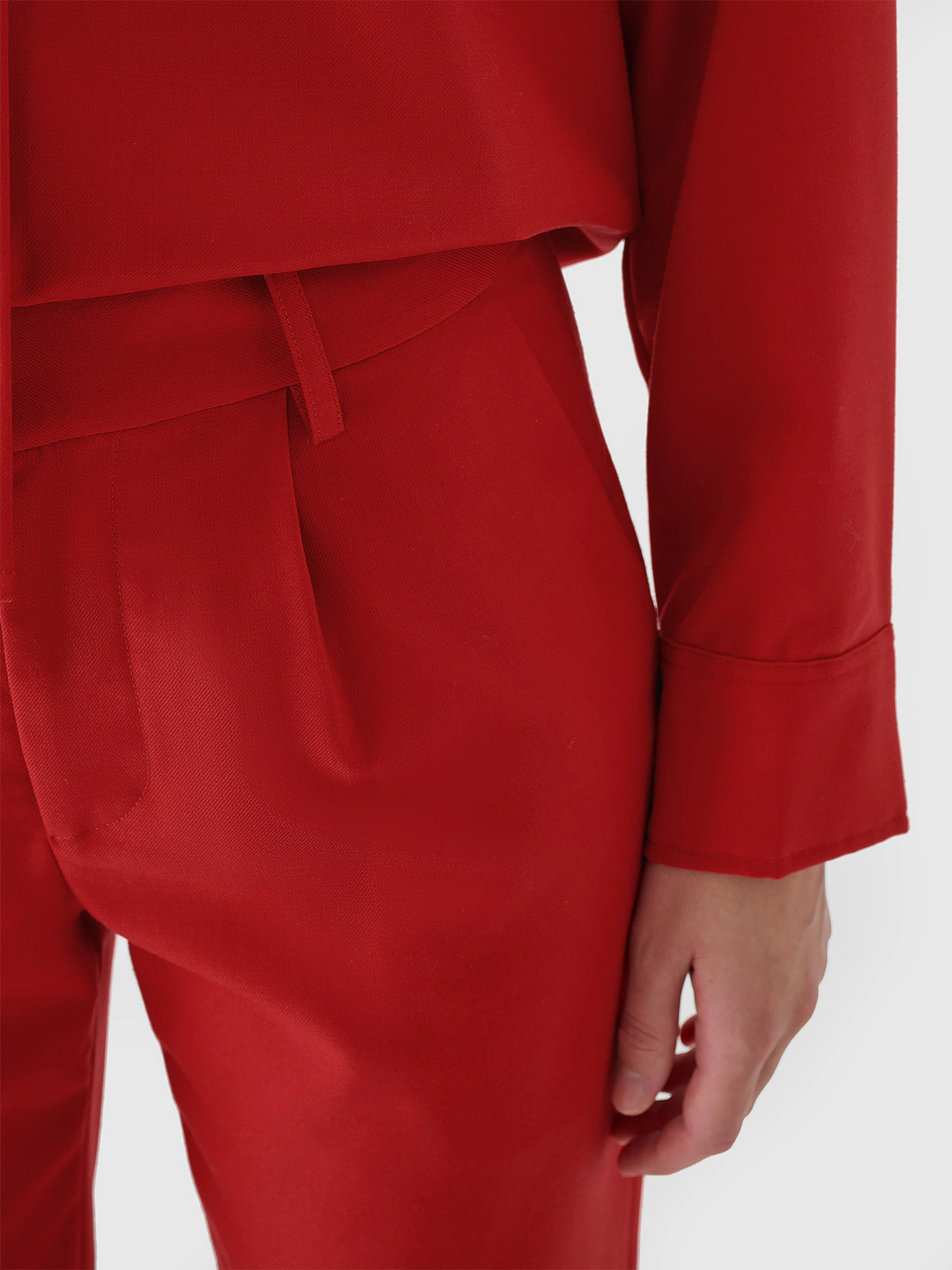 Spodnie tkaninowe z wełną damskie Outhorn - czerwone