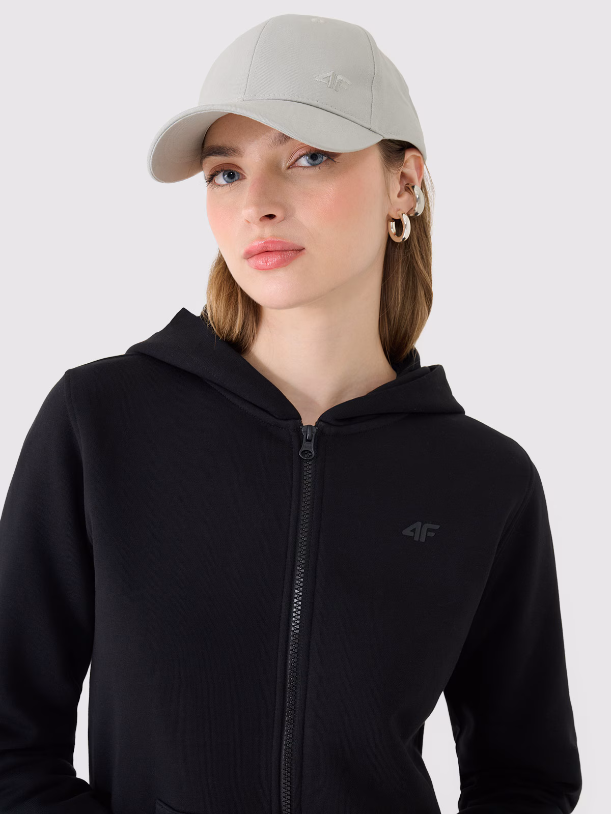 Bluza dresowa rozpinana z kapturem damska - czarna