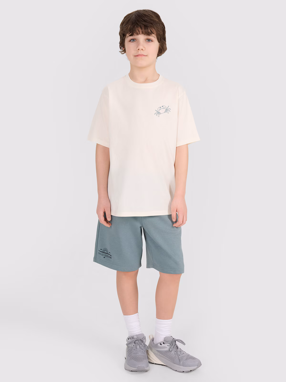 T-shirt oversize z nadrukiem chłopięcy - turkusowy