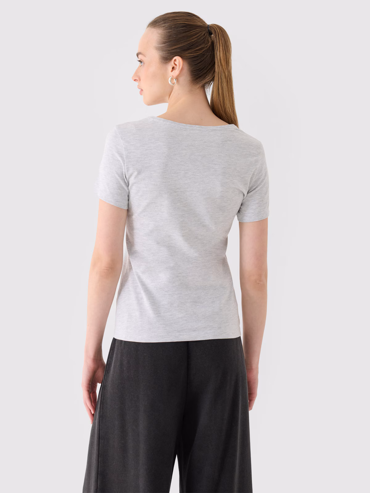 T-shirt slim gładki damski - czerwony