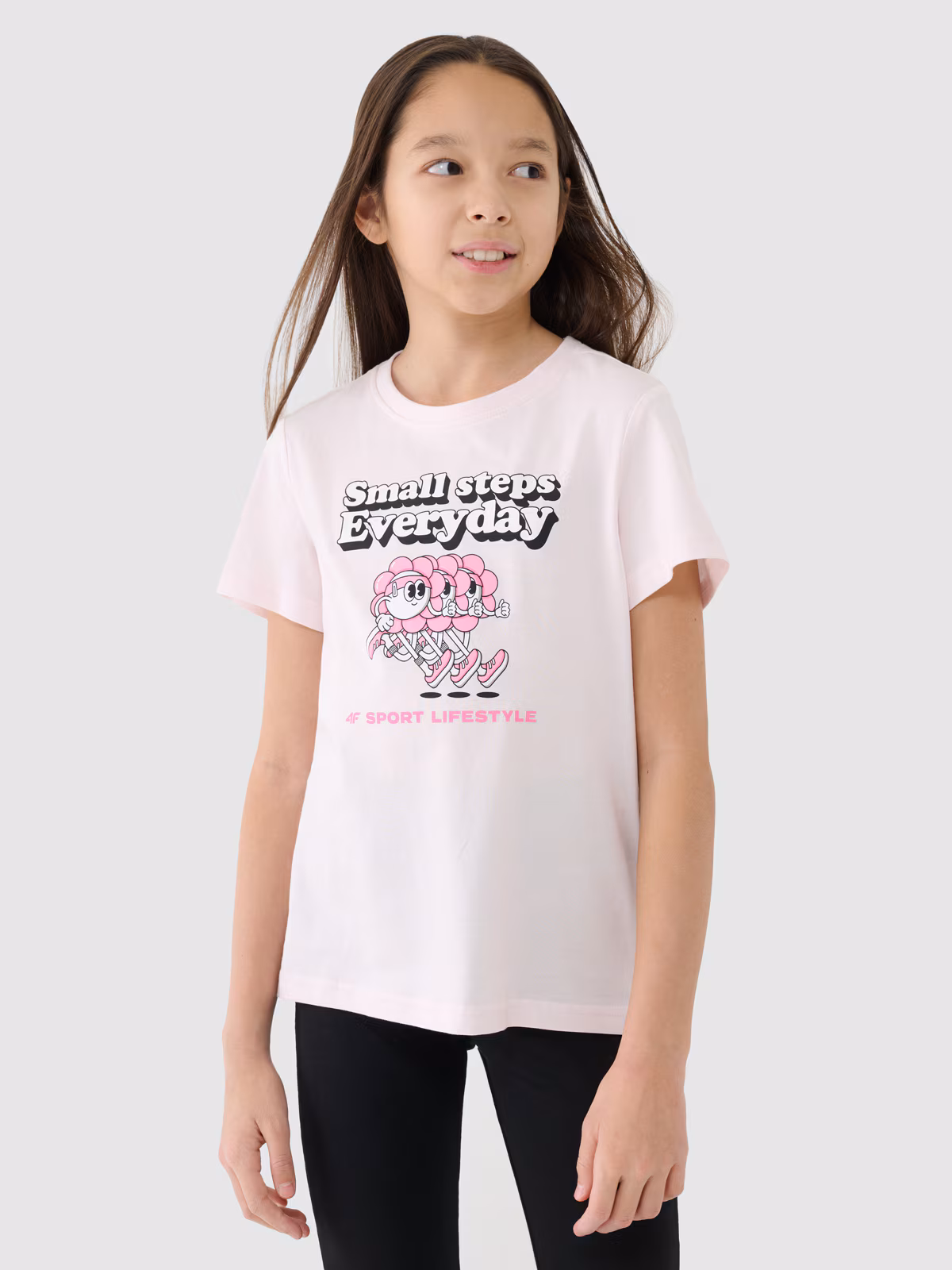 T-shirt regular z nadrukiem dziewczęcy - beżowy