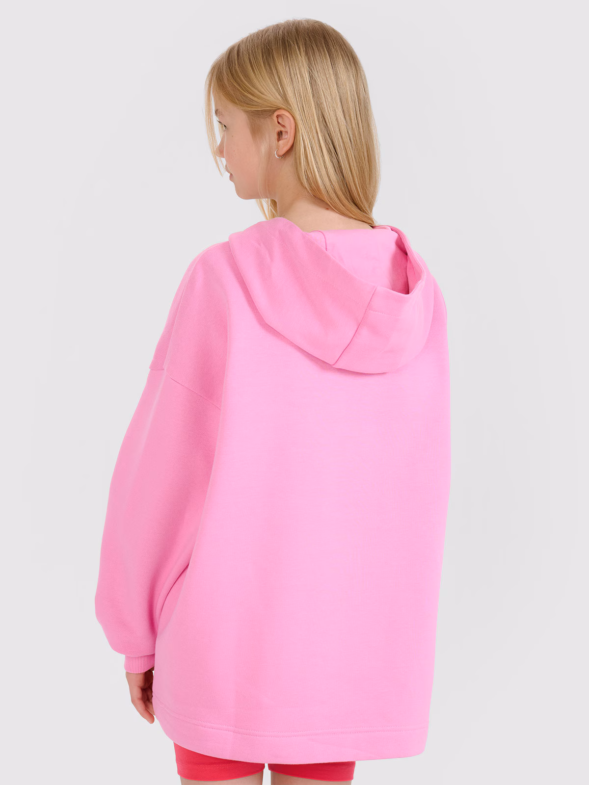 Bluza dresowa nierozpinana z kapturem dziewczęca - czerwona