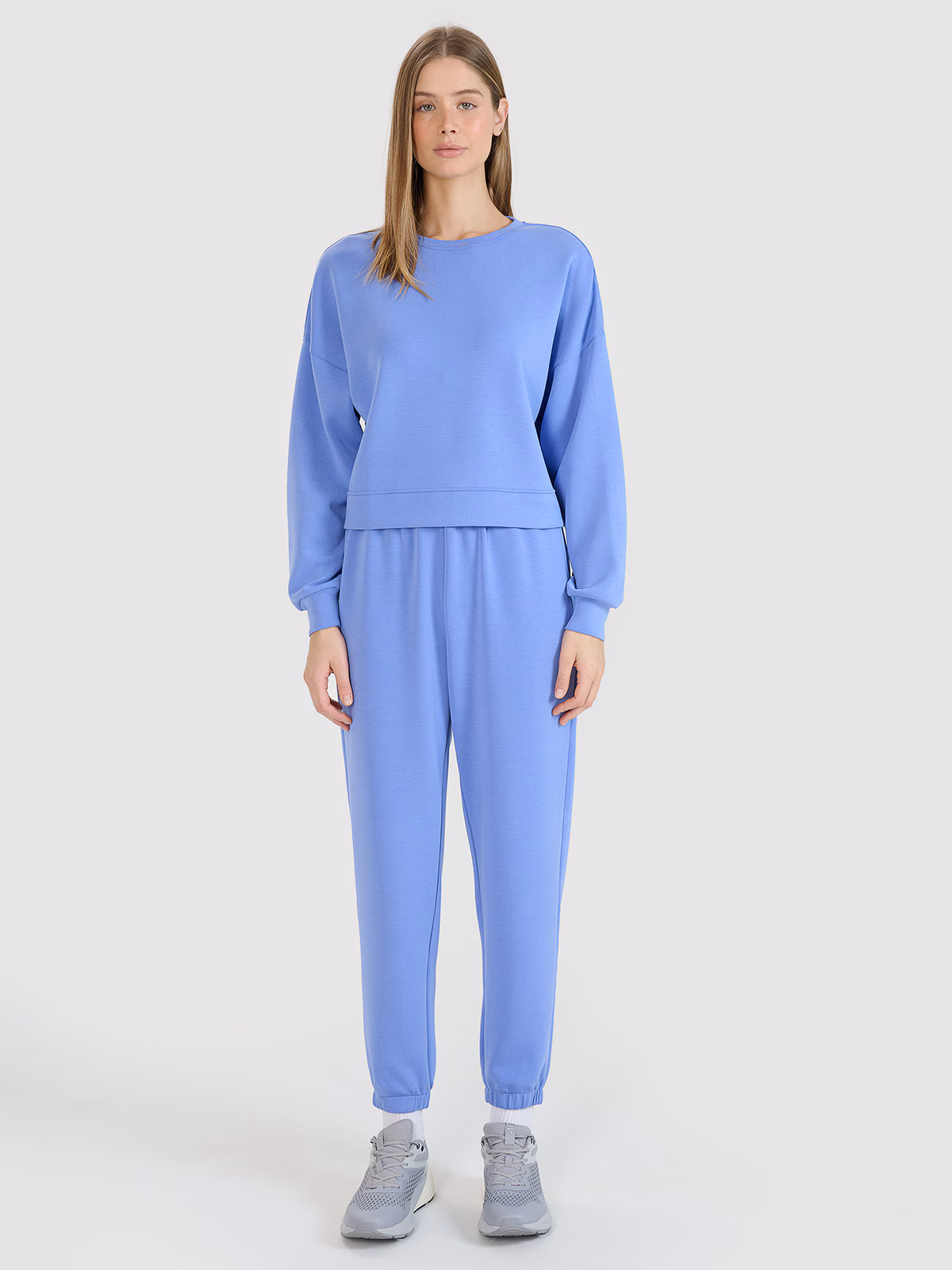 Bluza dresowa nierozpinana z modalem damska - niebieska