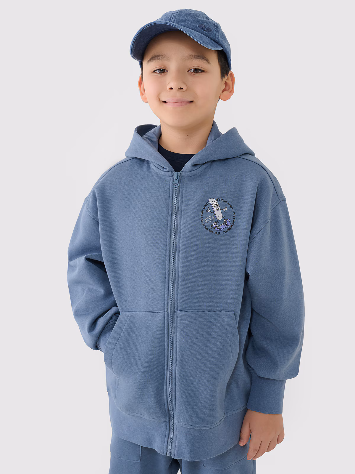 Bluza dresowa rozpinana z kapturem chłopięca - granatowa