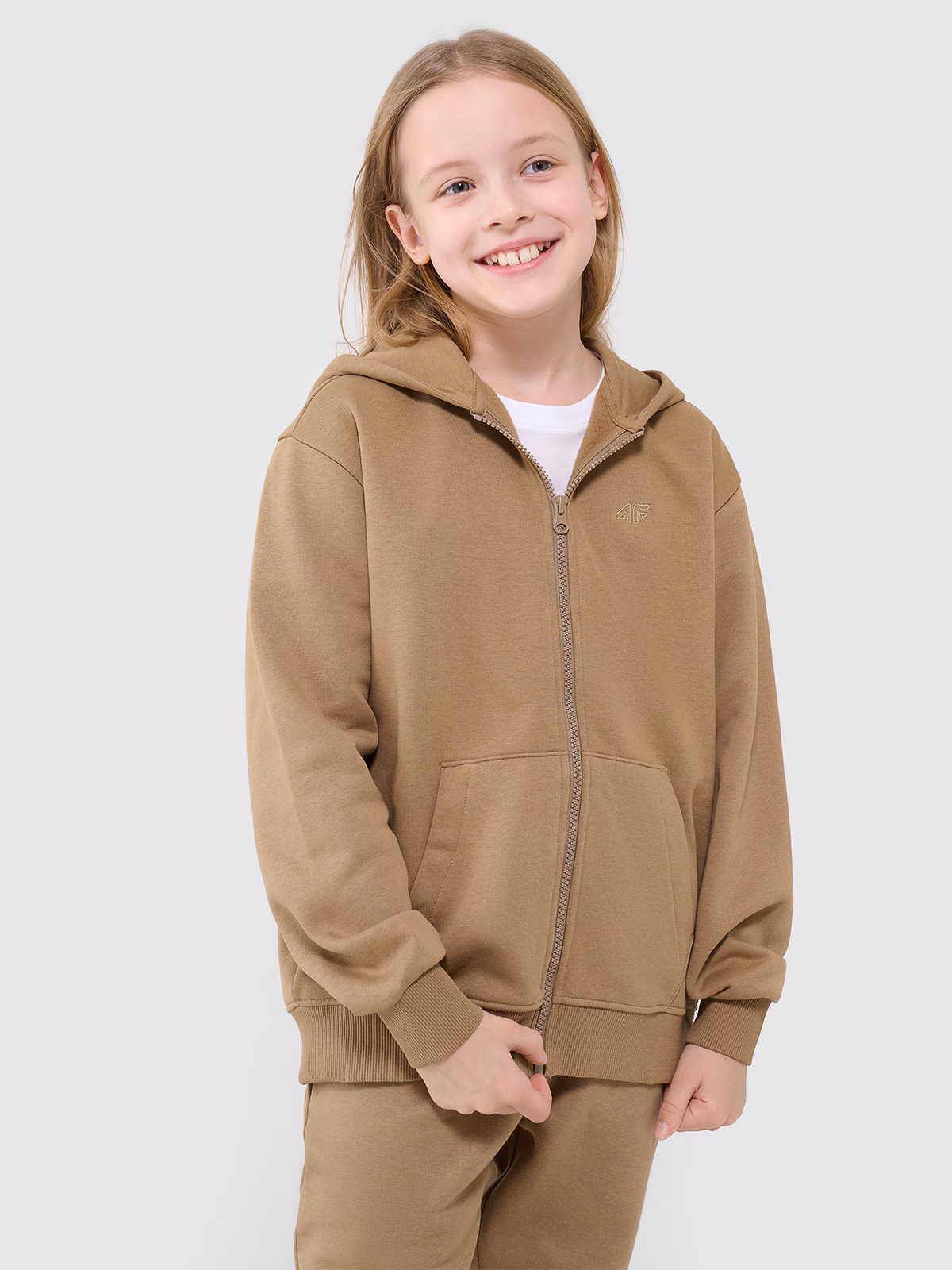 Bluza dresowa rozpinana z kapturem dziewczęca - fioletowa