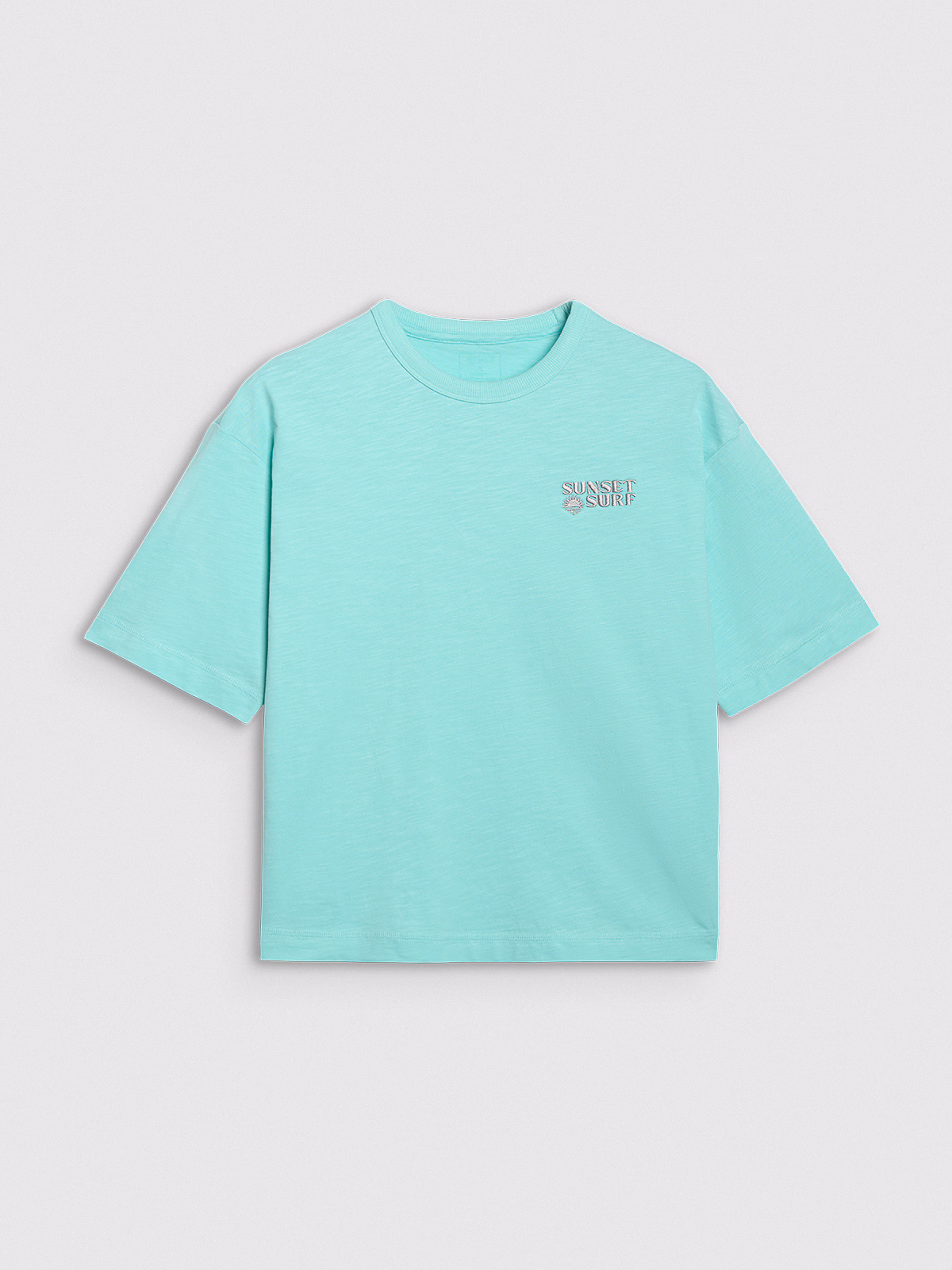 T-shirt oversize z nadrukiem damski - różowy