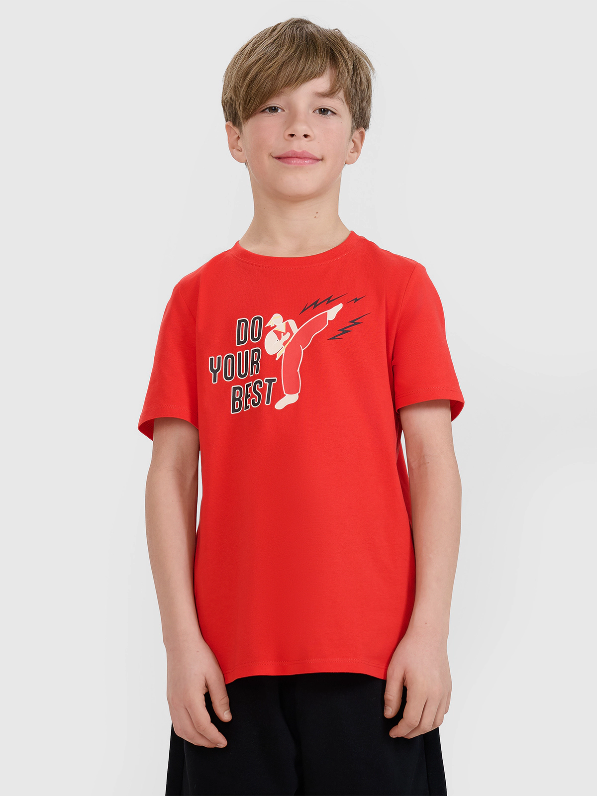 T-shirt regular z nadrukiem chłopięcy - beżowy