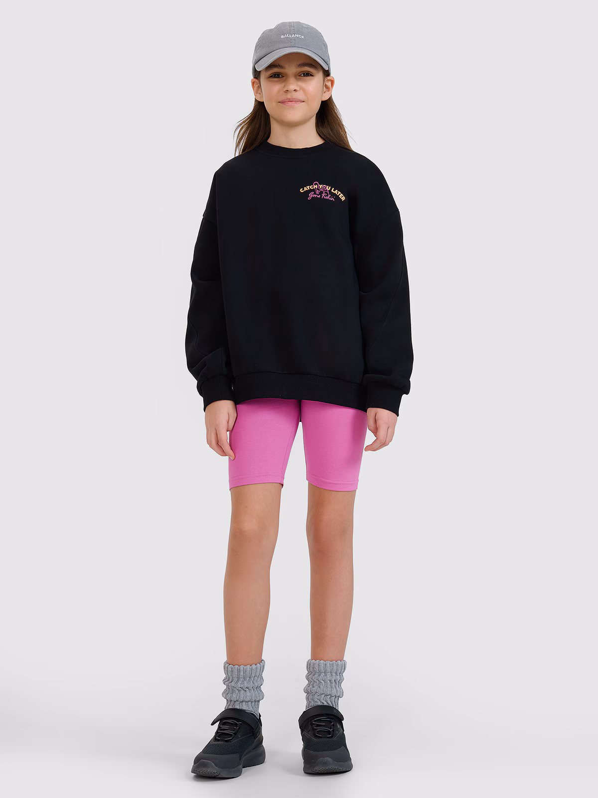 Bluza dresowa nierozpinana bez kaptura dziewczęca - różowa