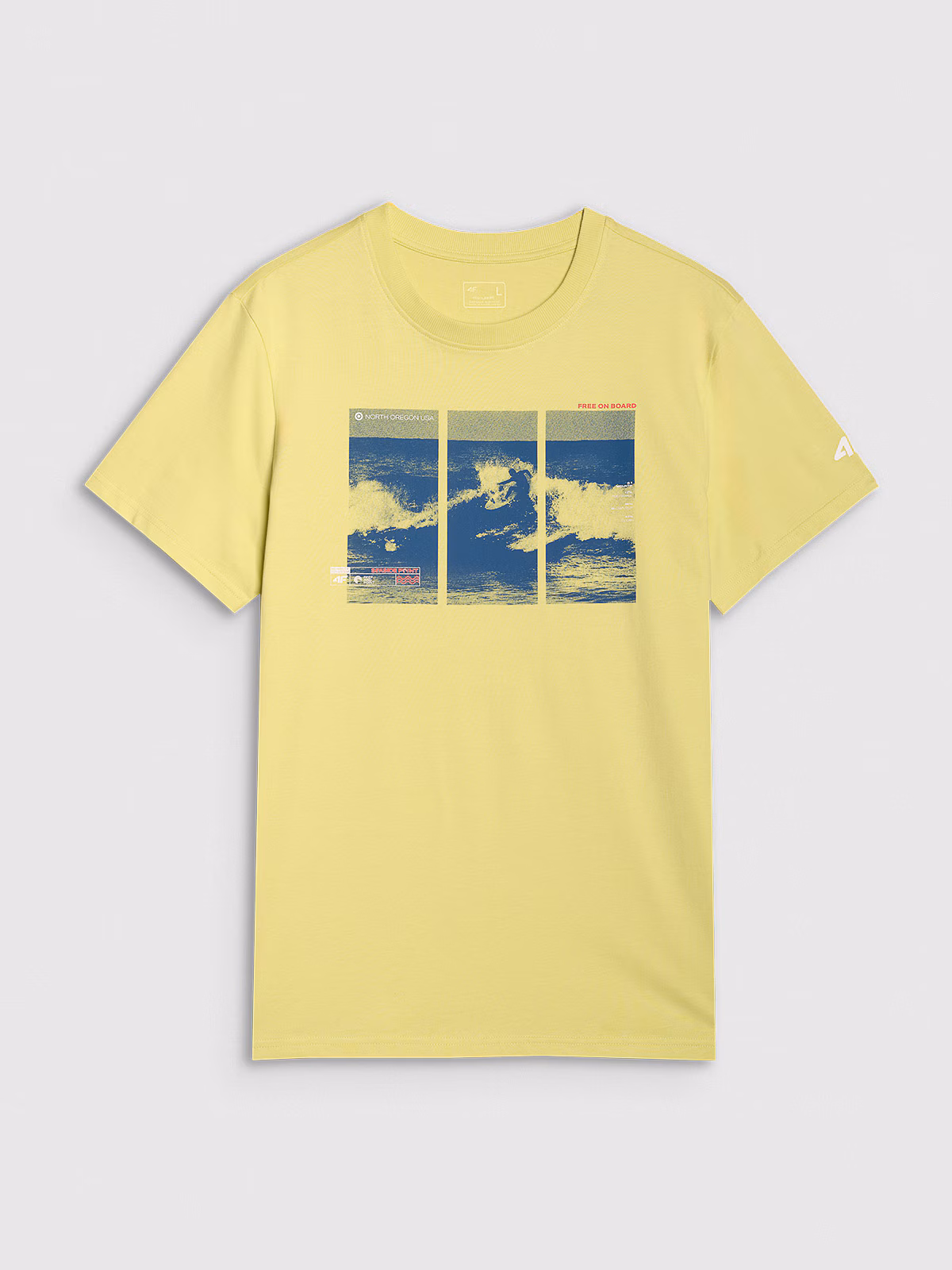 T-shirt regular z nadrukiem męski - turkusowy