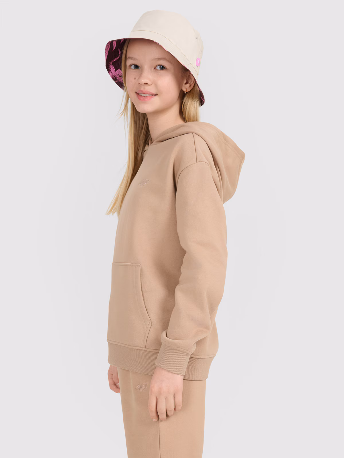 Bluza dresowa nierozpinana z kapturem dziewczęca - fioletowa