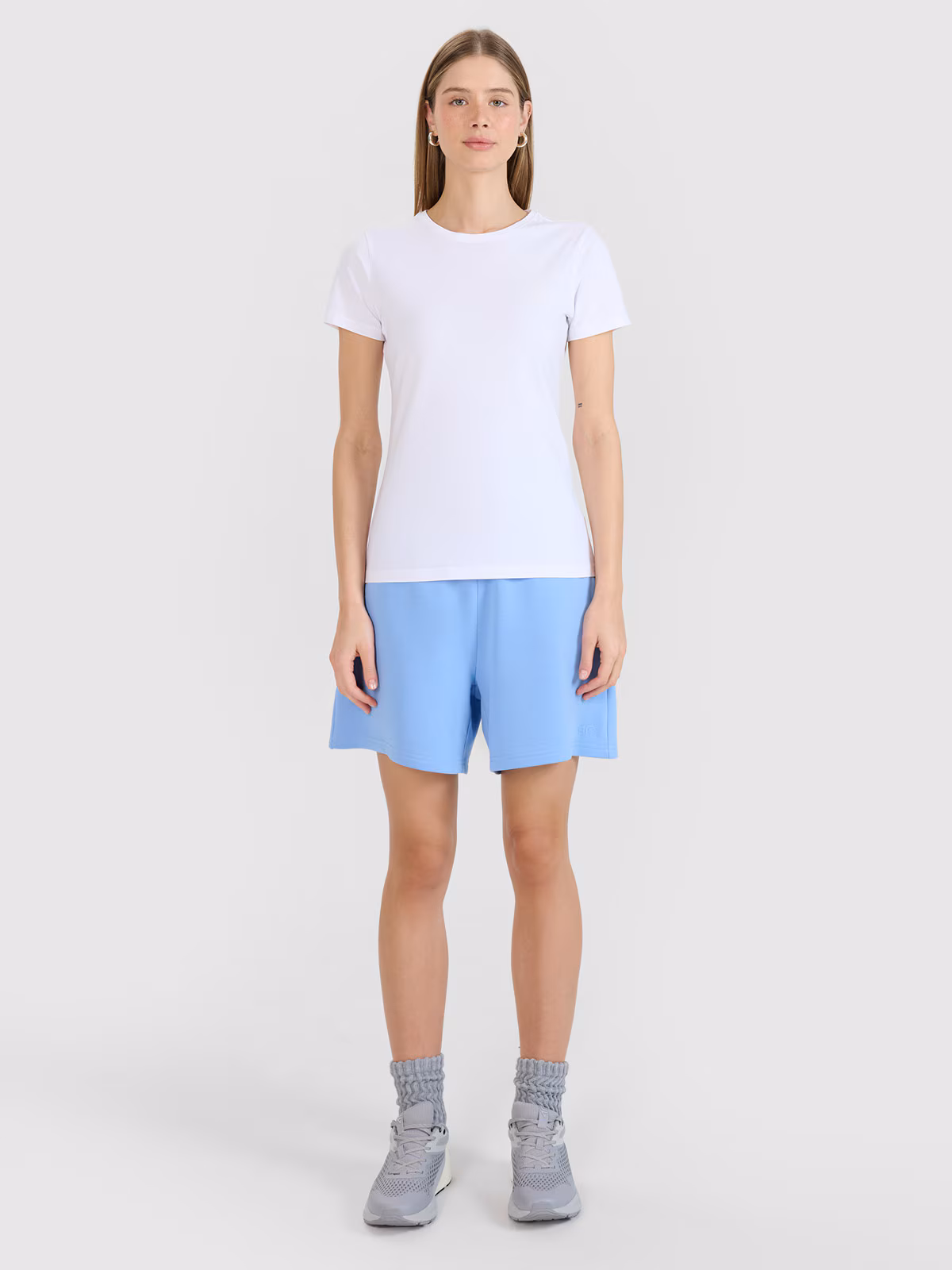 T-shirt slim gładki damski - różowy