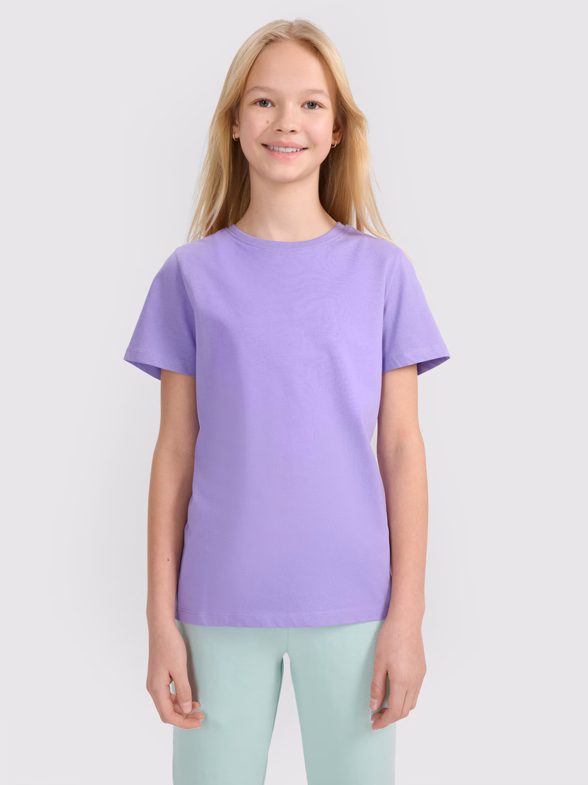 T-shirt regular z nadrukiem dziewczęcy - fioletowy