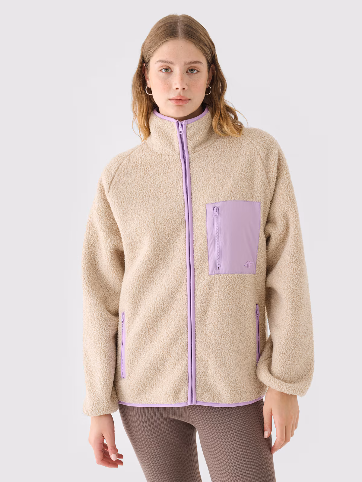 Polar sherpa ze stójką damski - beżowy