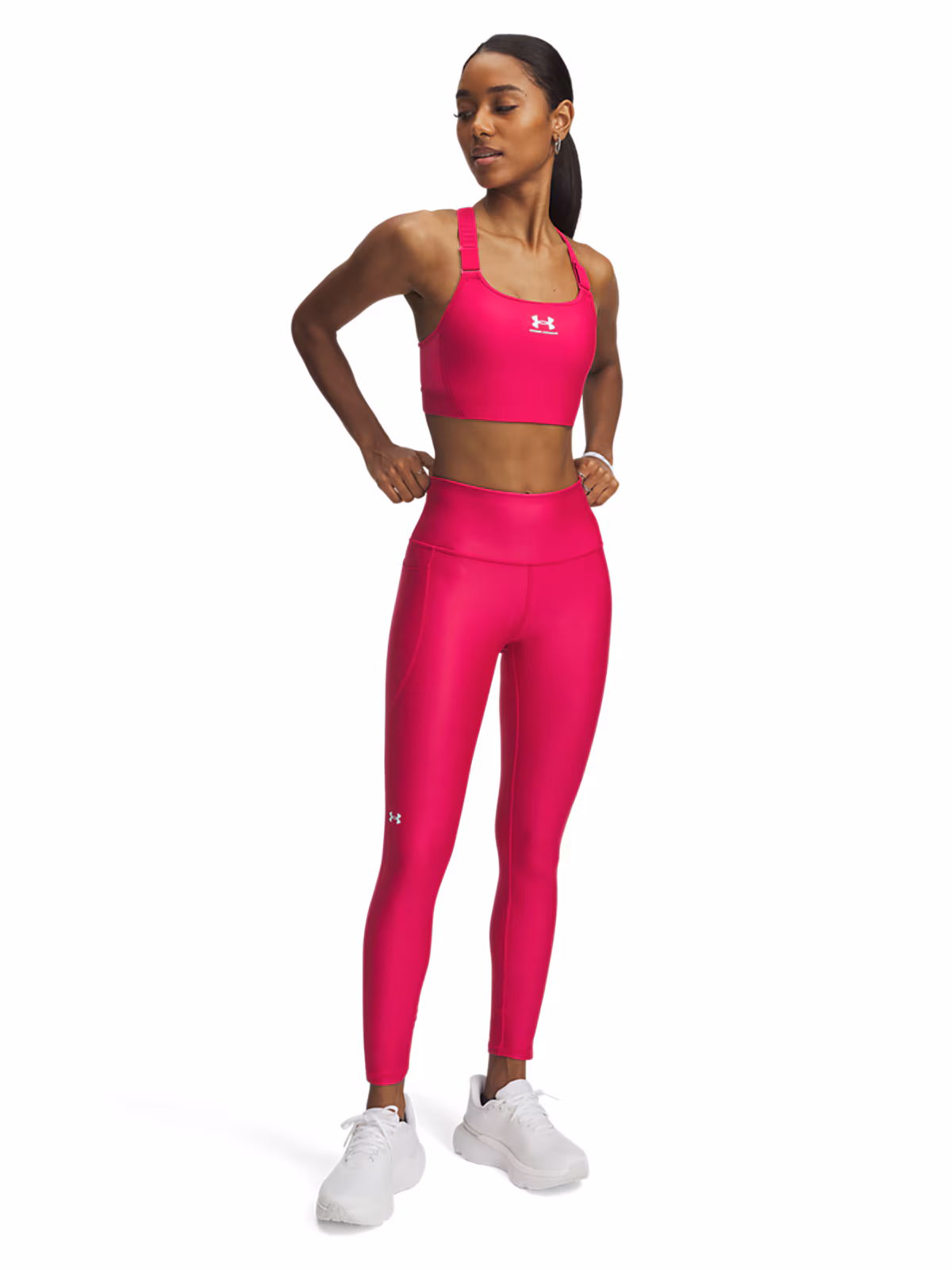 Legginsy treningowe damskie Under Armour Tech Hi Ankle Leg - różowe