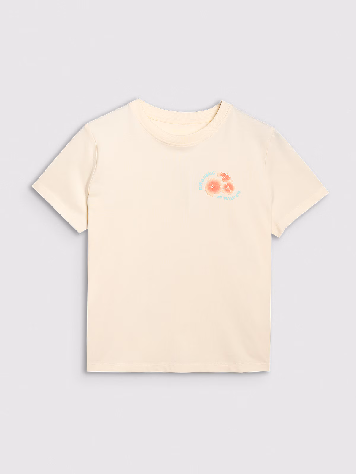 T-shirt oversize z nadrukiem damski - beżowy