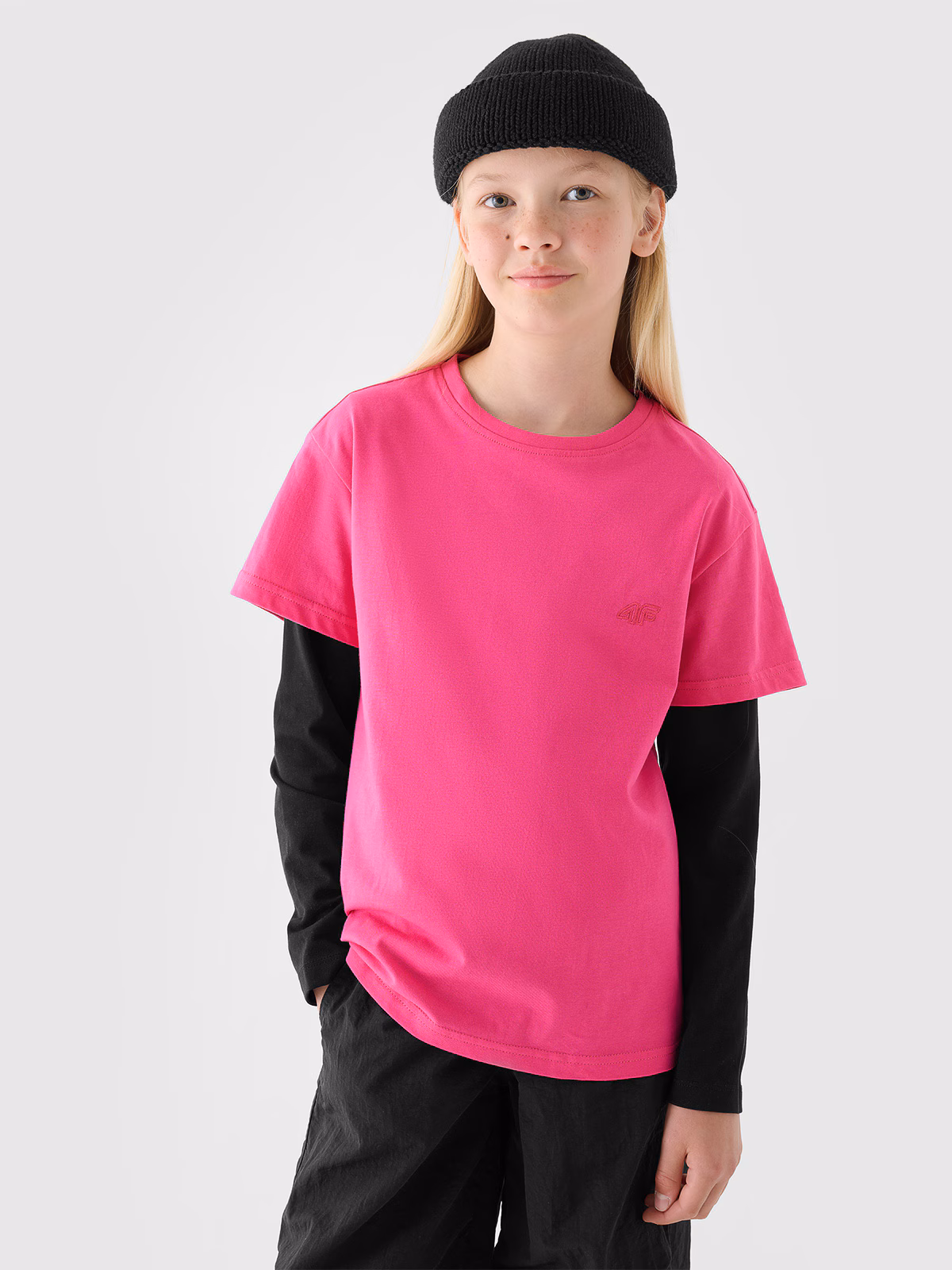 T-shirt gładki dziewczęcy - fioletowy