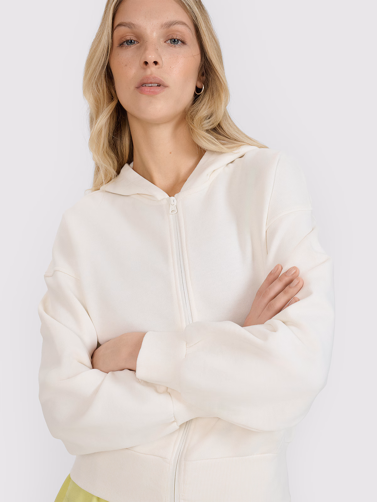 Bluza dresowa rozpinana z kapturem damska - biała