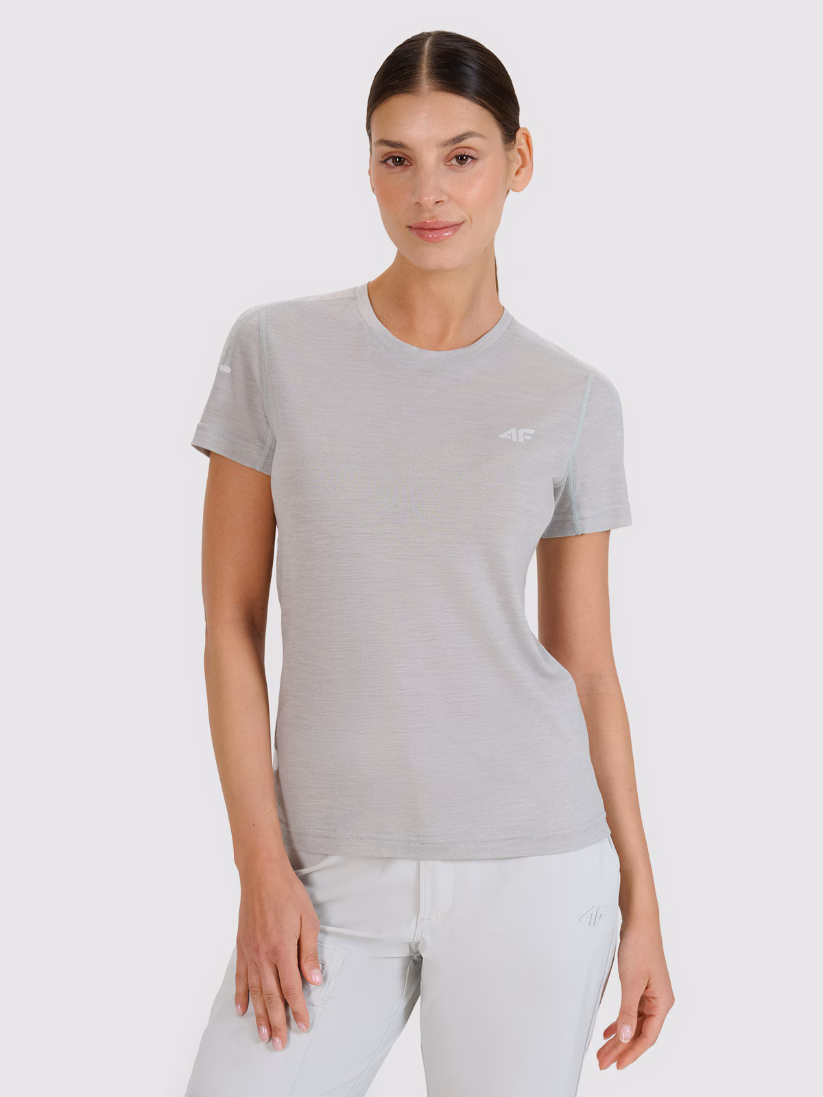 Koszulka trekkingowa z wełną Merino damska - szara