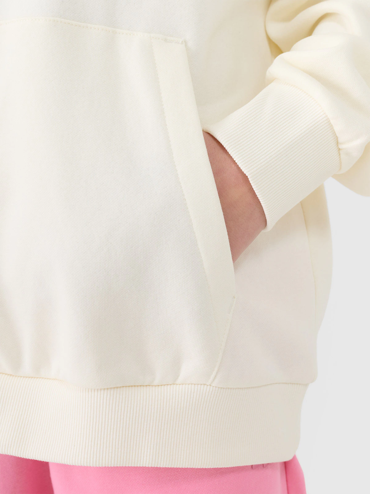 Bluza dresowa nierozpinana z kapturem dziewczęca - różowa