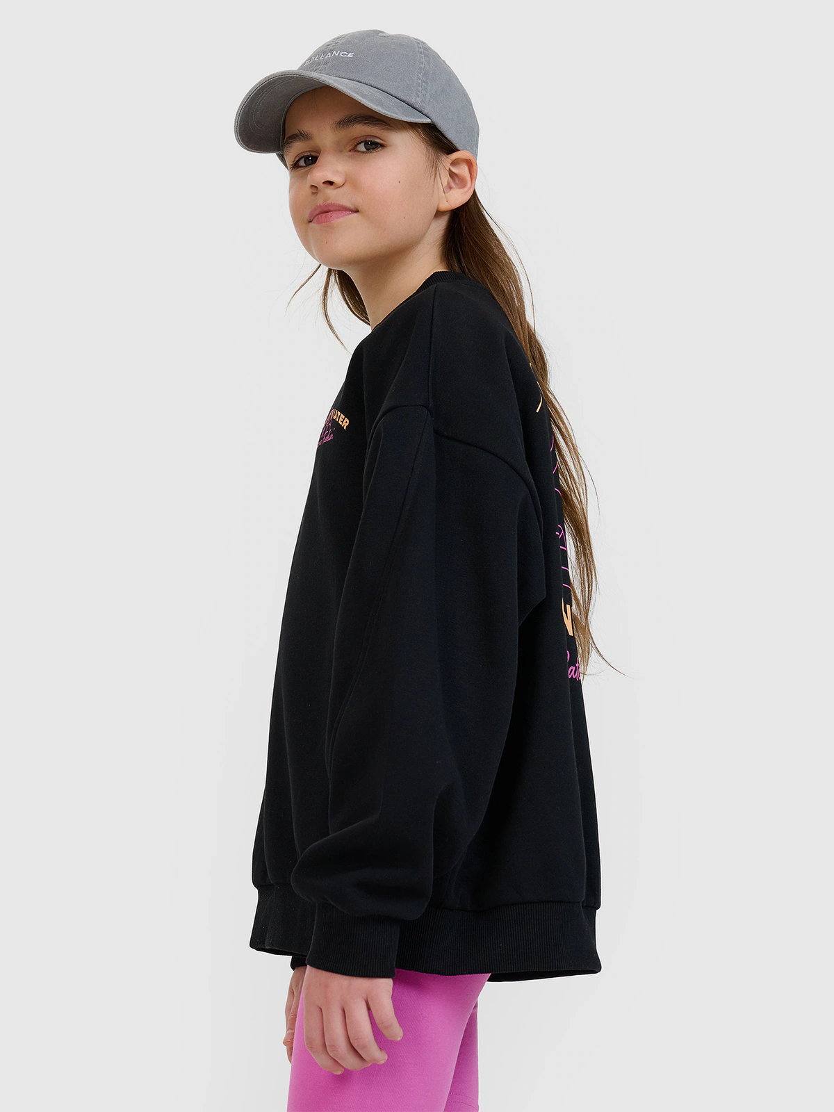 Bluza dresowa nierozpinana bez kaptura dziewczęca - różowa