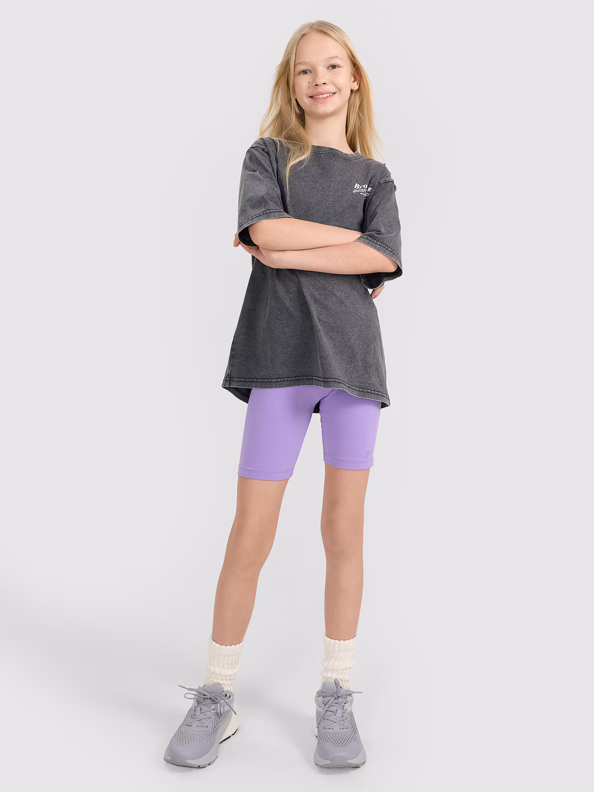 Legginsy kolarki dzianinowe dziewczęce - fioletowe