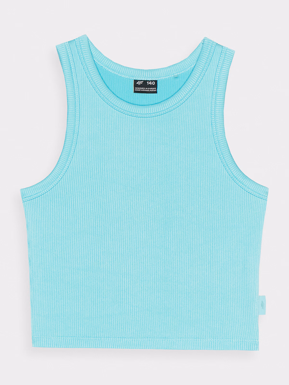 Crop top z prążkowanej dzianiny dziewczęcy - turkusowy