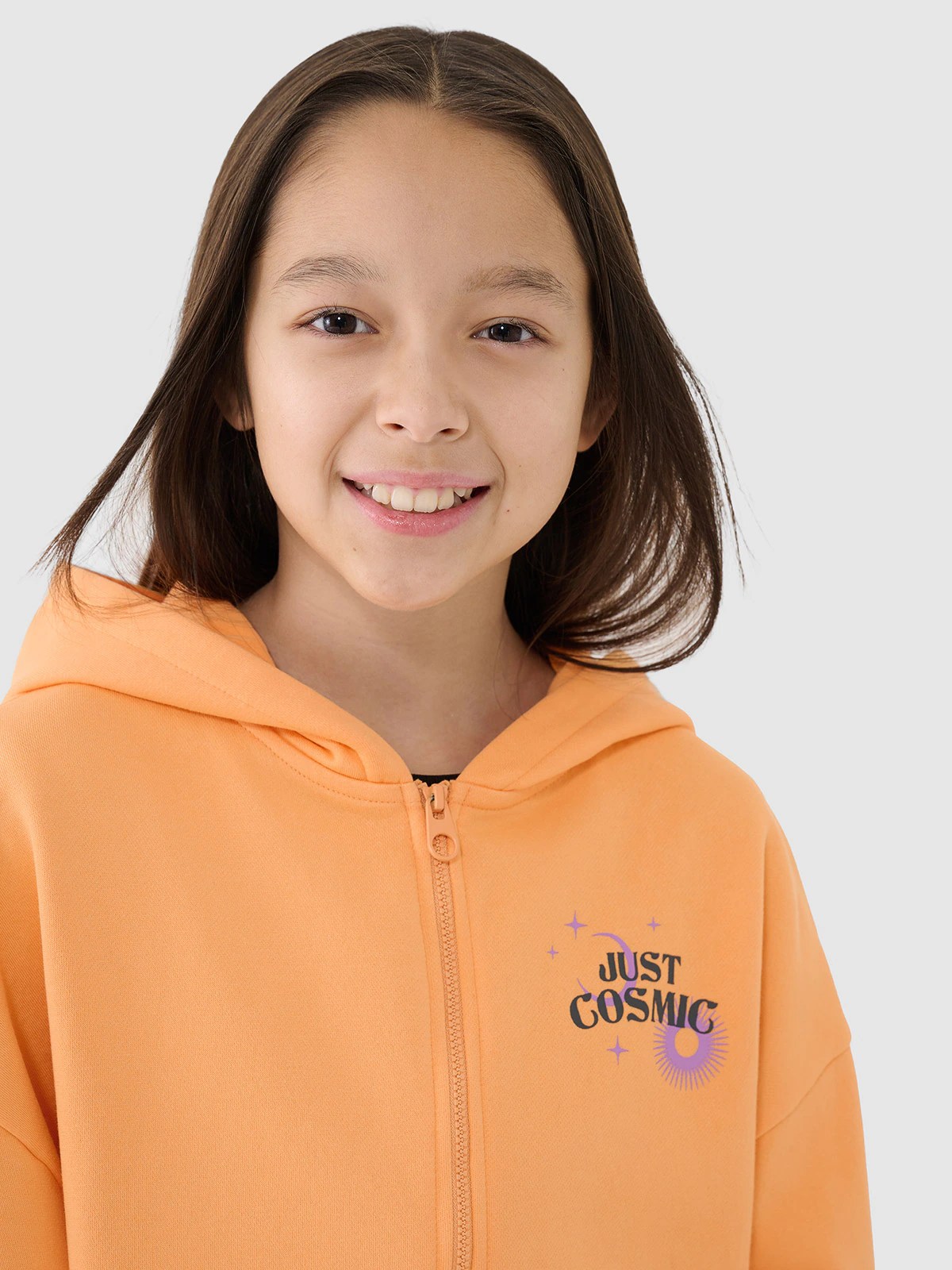 Bluza dresowa rozpinana z kapturem dziewczęca - czarna