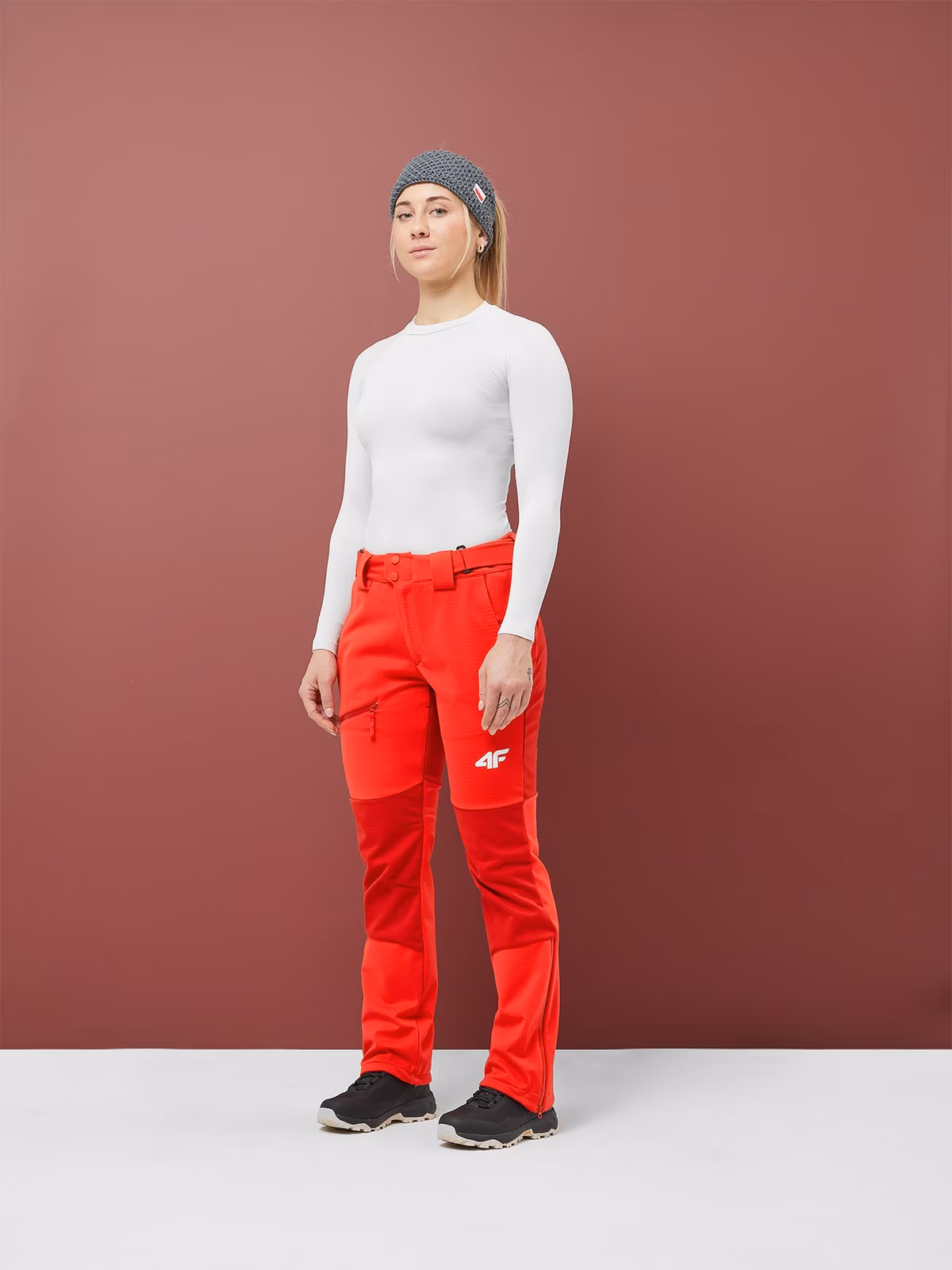 Spodnie funkcyjne softshell membrana 20000 damskie - czerwone