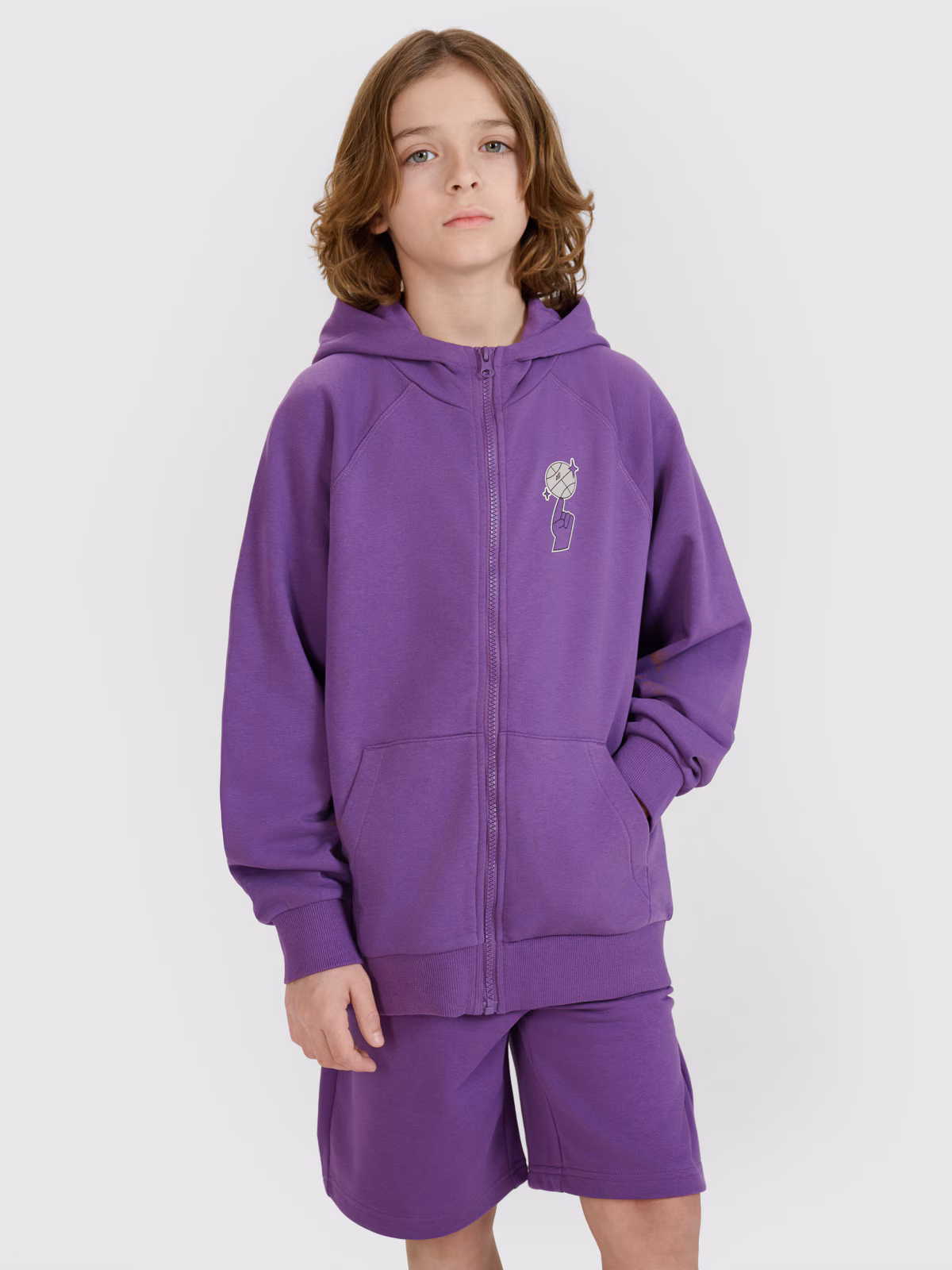 Bluza dresowa rozpinana z kapturem chłopięca - beżowa