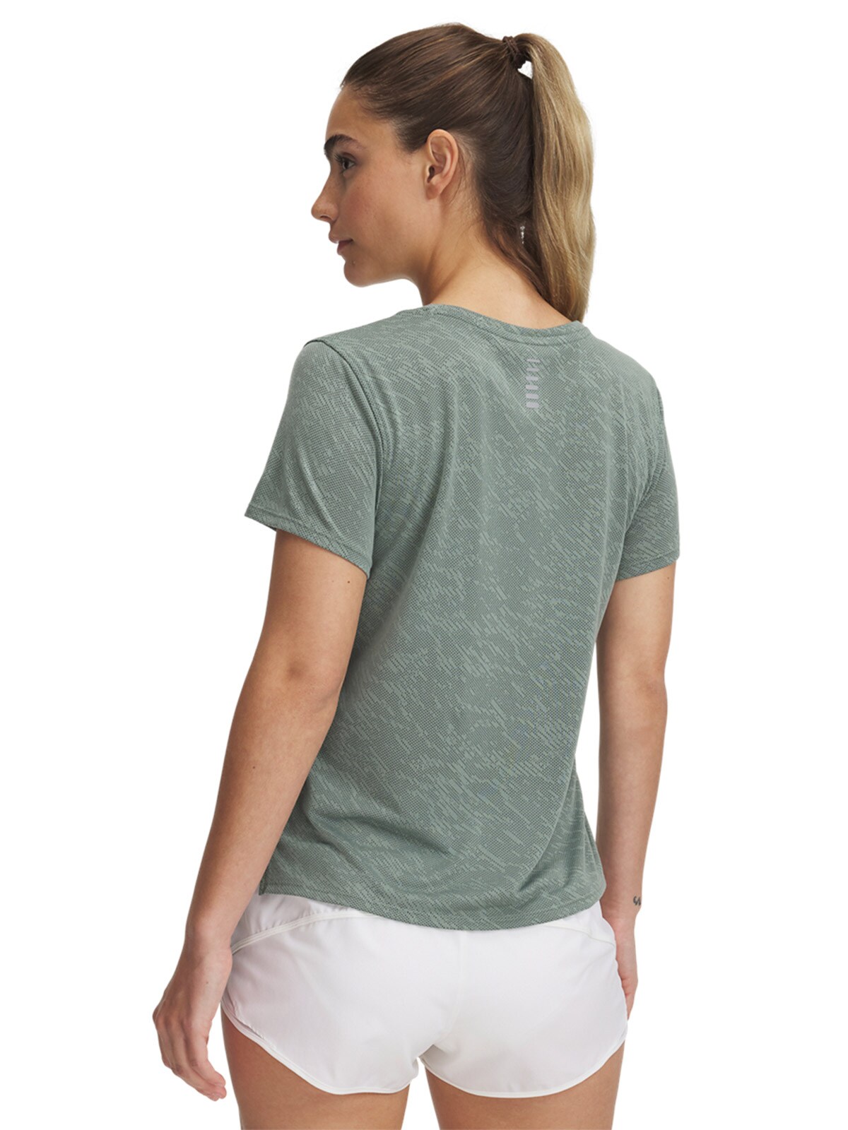 Koszulka do biegania damska Under Armour UA Launch Camo Shortsleeve - zielona