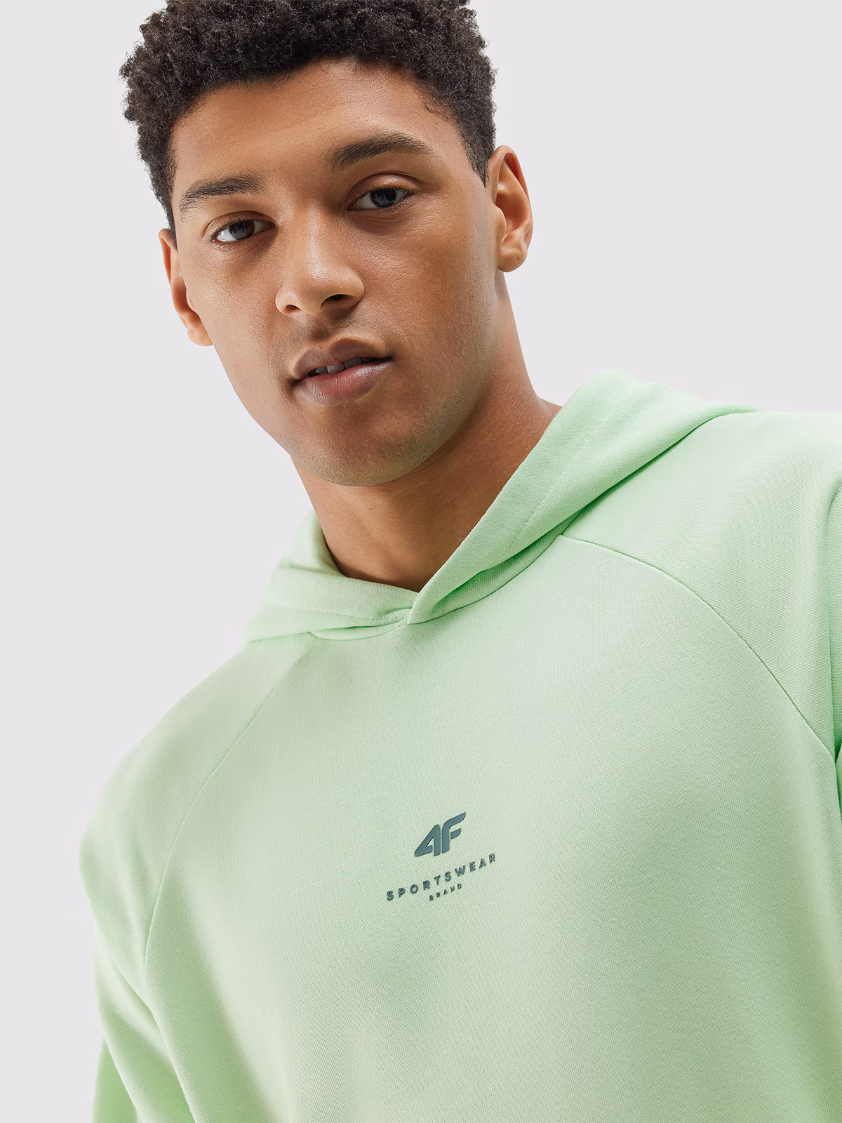 Bluza dresowa nierozpinana z kapturem z bawełny organicznej męska - jasna zieleń