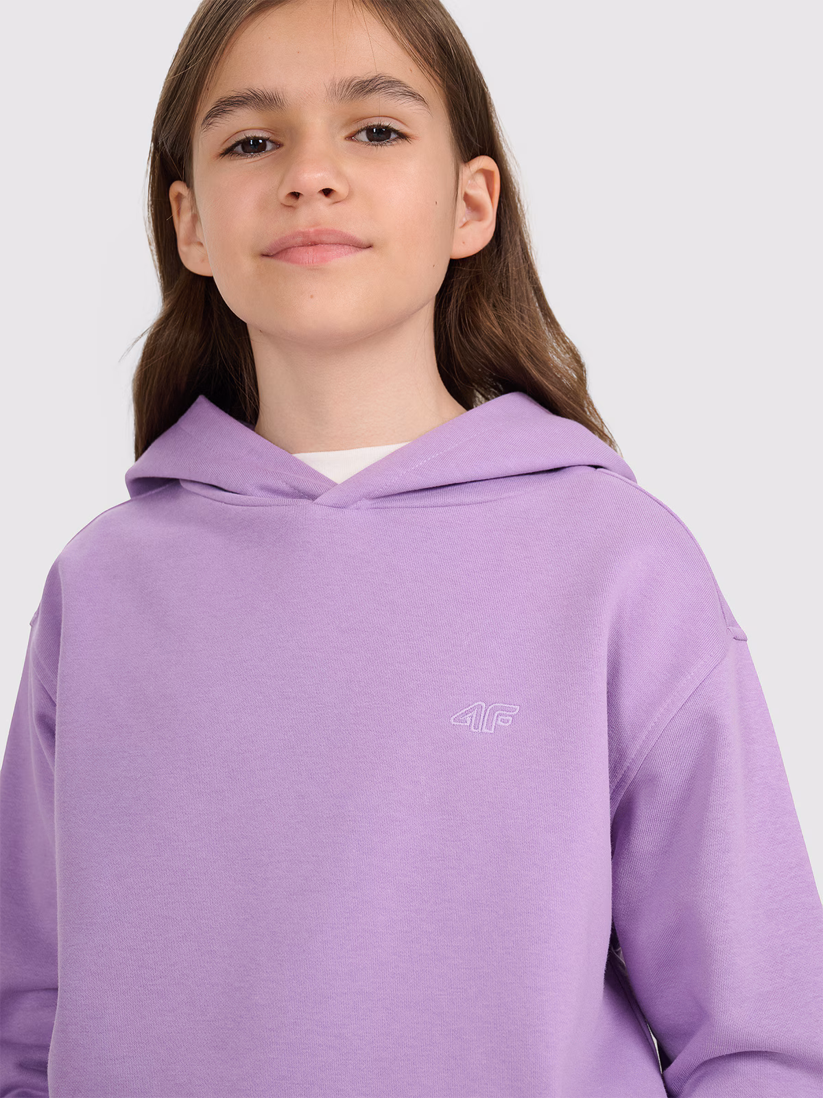 Bluza dresowa nierozpinana z kapturem dziewczęca - fioletowa