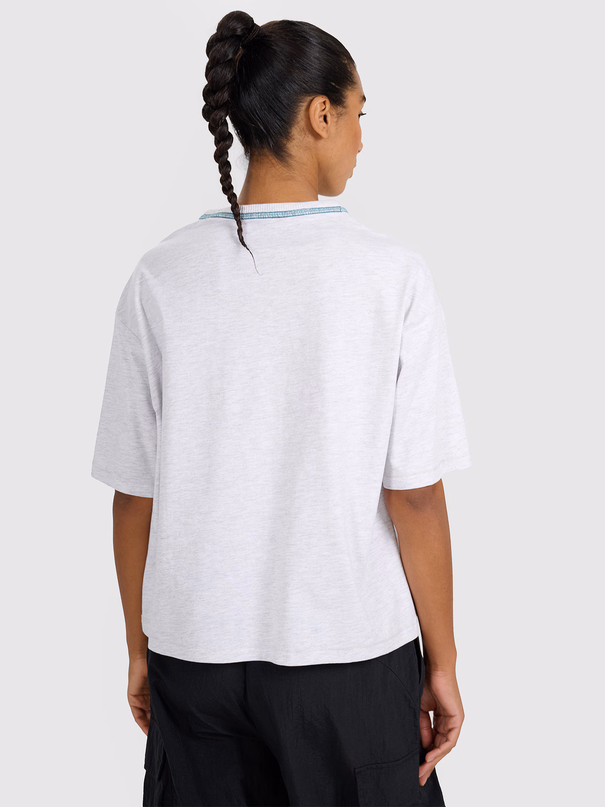 T-shirt oversize z nadrukiem damski - szary