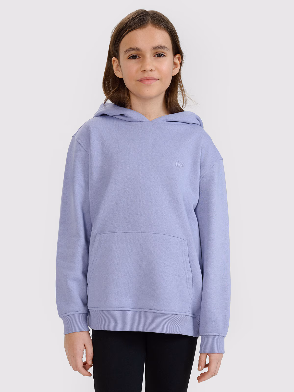 Bluza dresowa nierozpinana z kapturem dziewczęca - beżowa