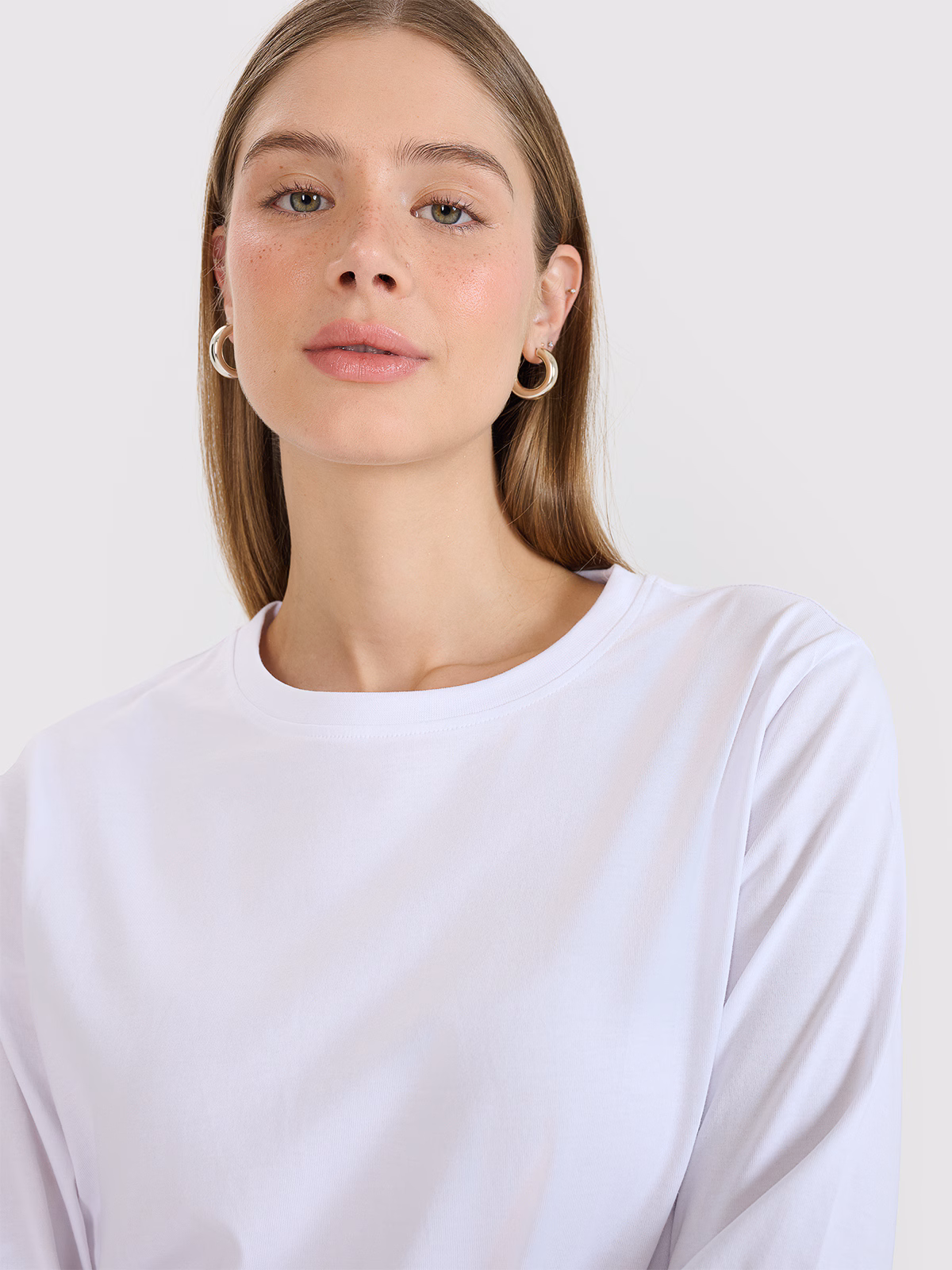 Longsleeve oversize gładki damski - szary