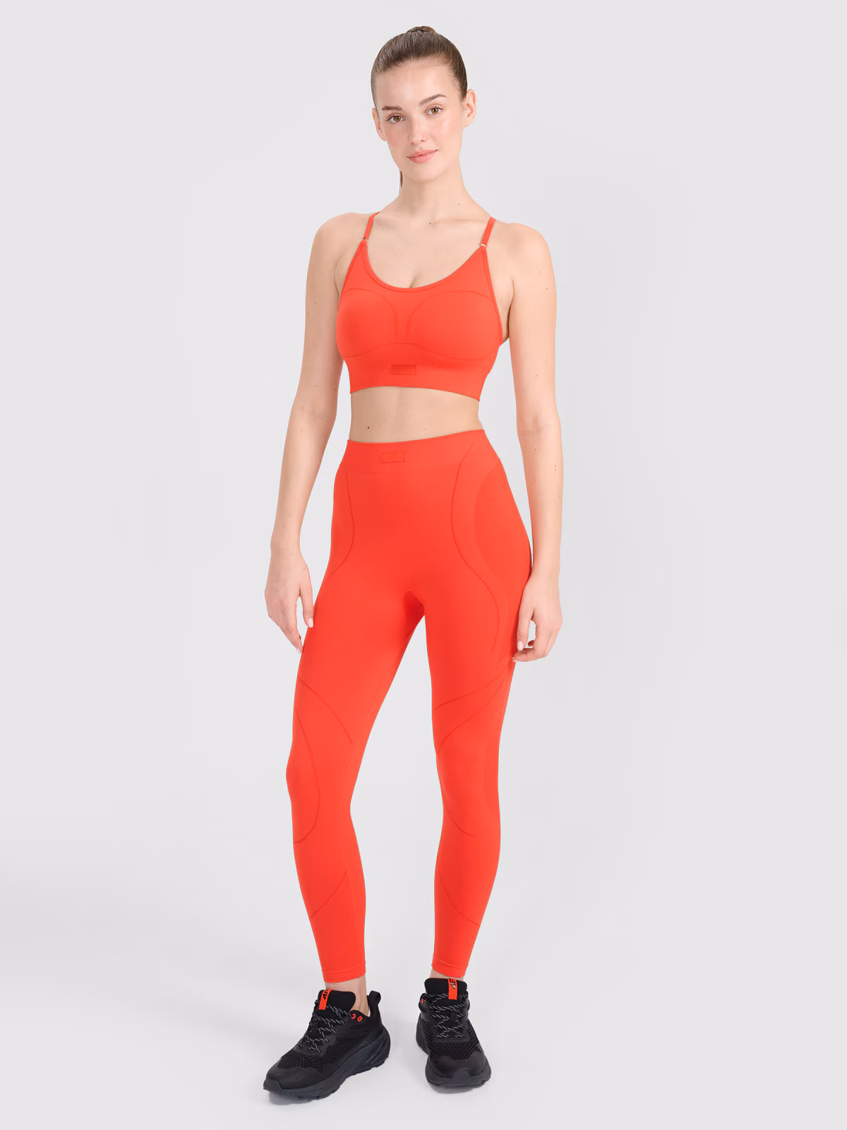 Legginsy treningowe bezszwowe damskie - czerwone
