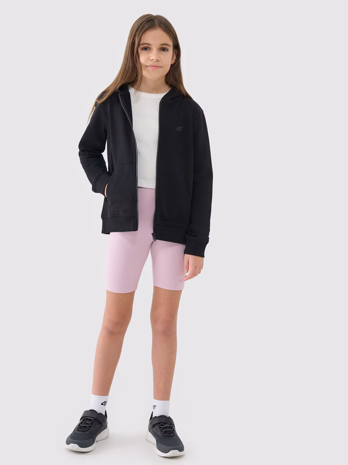 Bluza dresowa rozpinana z kapturem dziewczęca - fioletowa