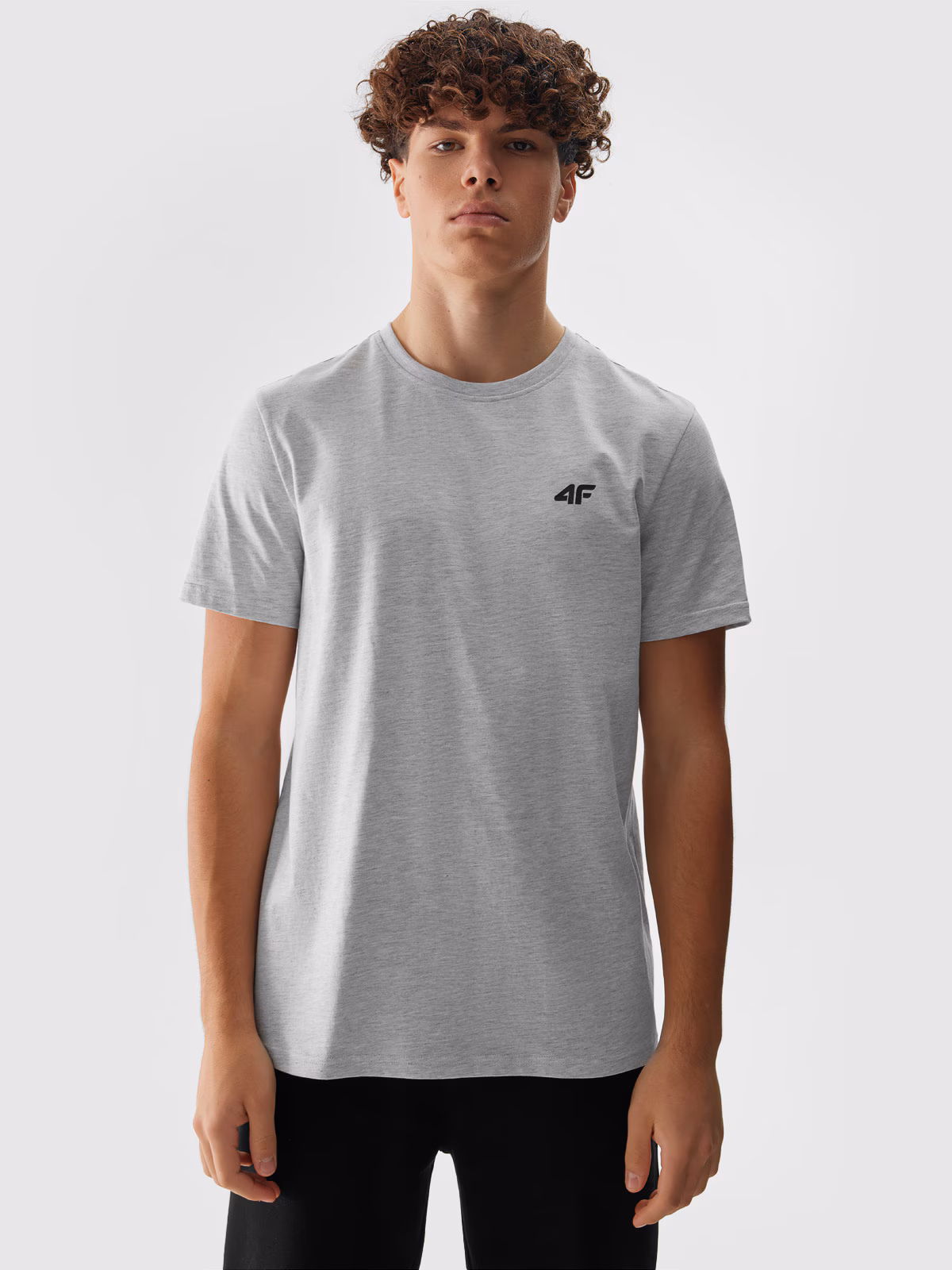 T-shirt regular gładki męski - szary