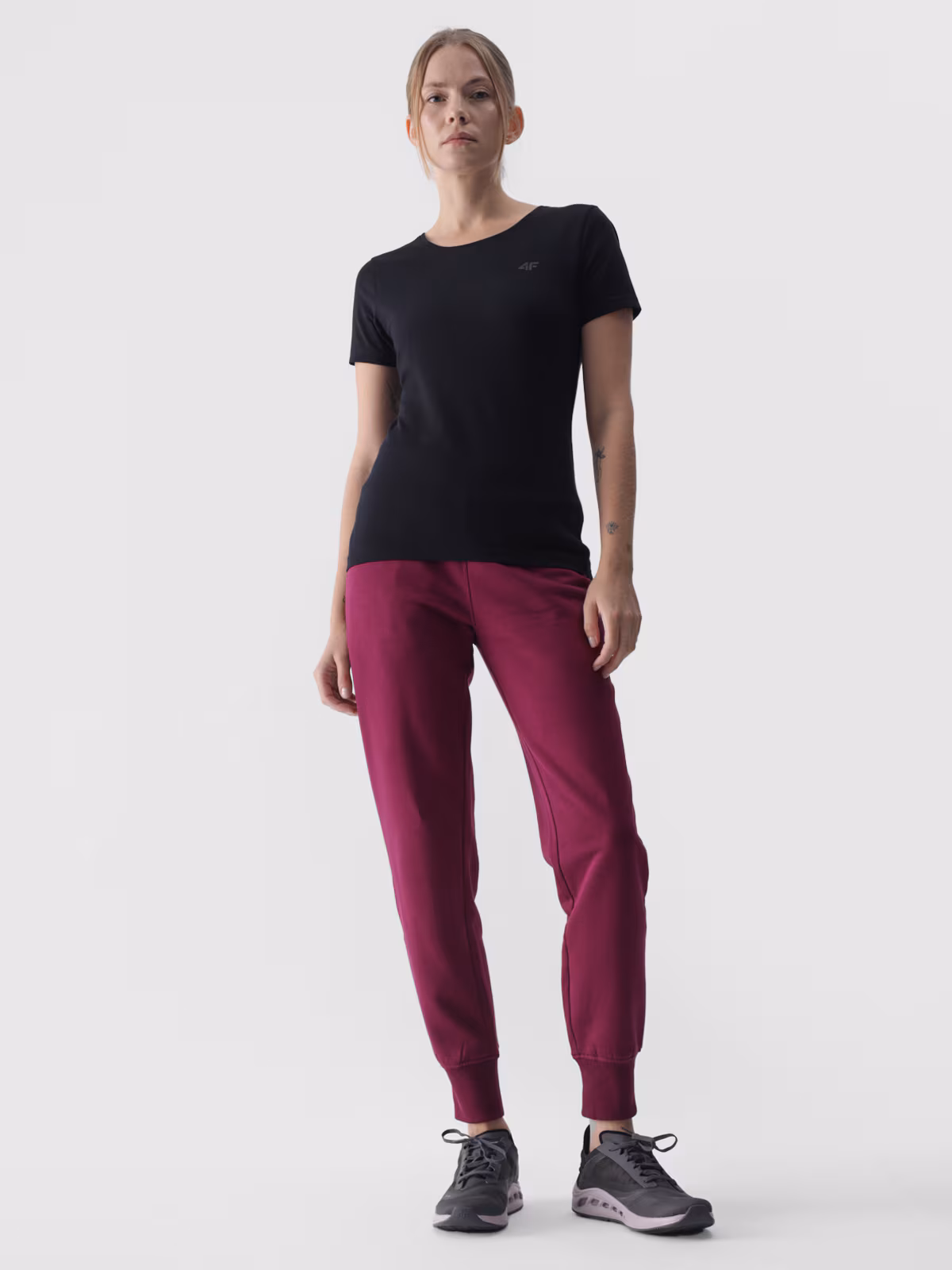 T-shirt slim gładki damski - czerwony