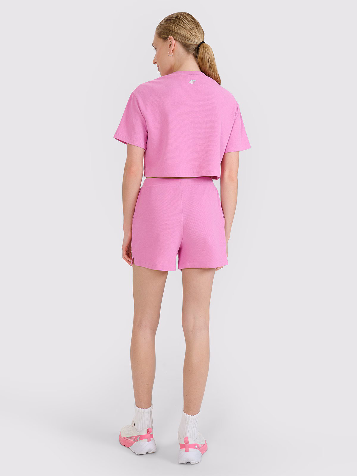 Spodenki dresowe z waflowej dzianiny damskie - białe