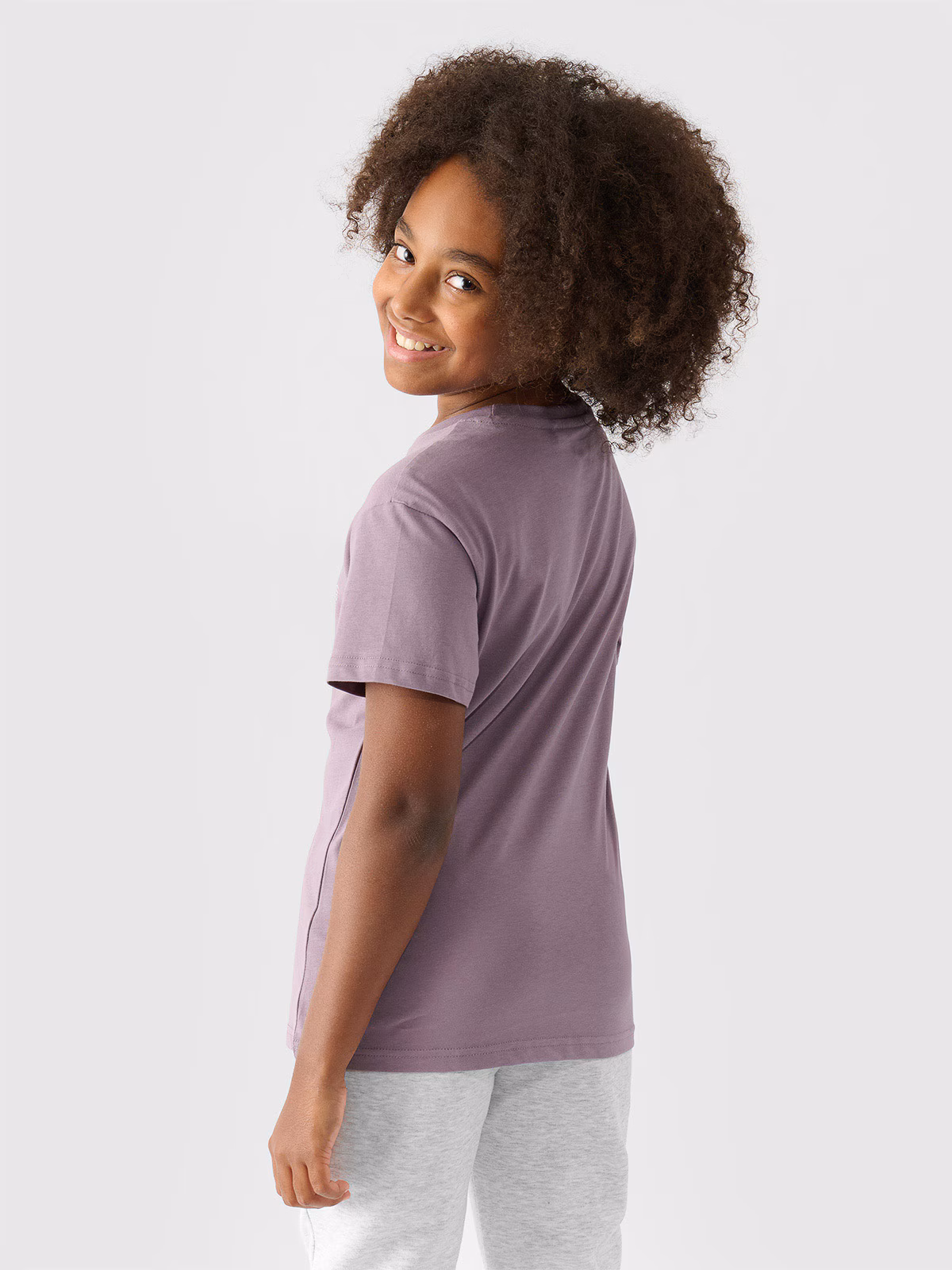 T-shirt gładki dziewczęcy - fioletowy