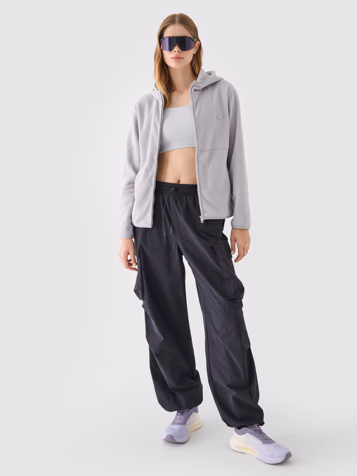 Polar regular z kapturem damski - szary