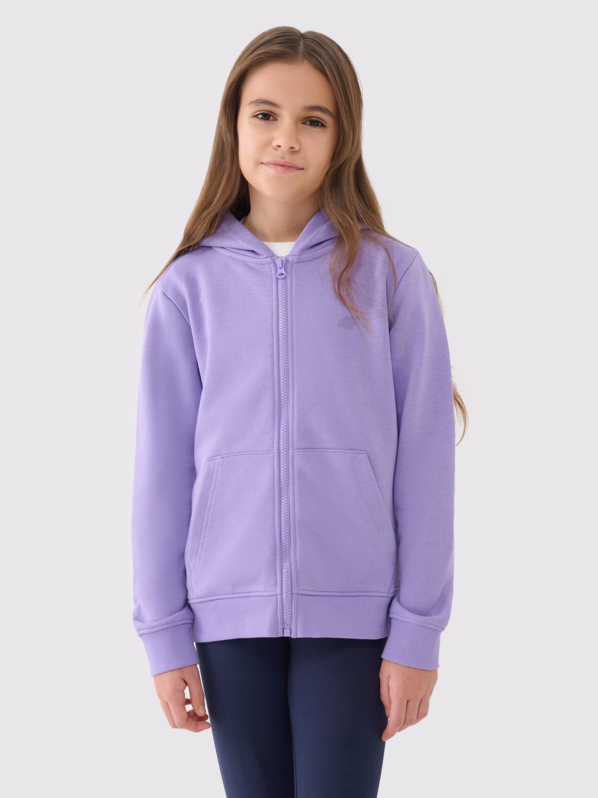 Bluza dresowa rozpinana z kapturem dziewczęca - fioletowa