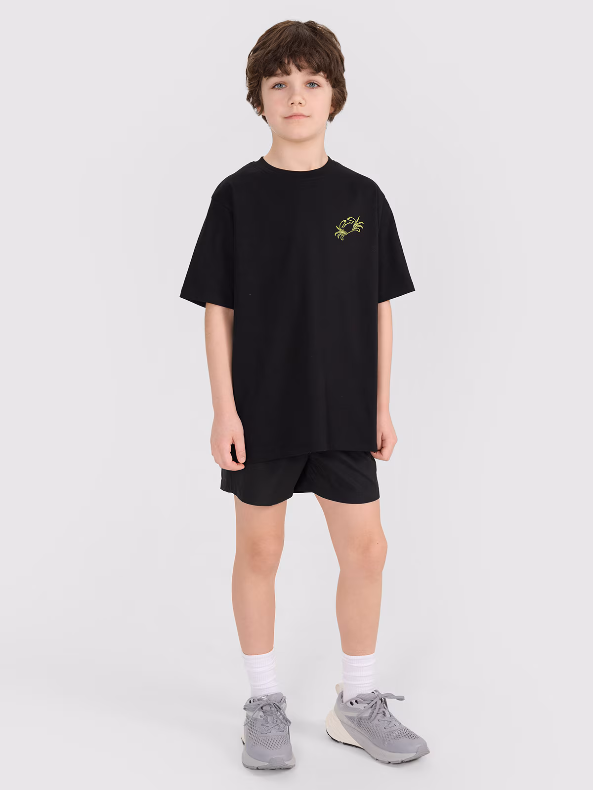 T-shirt oversize z nadrukiem chłopięcy - turkusowy