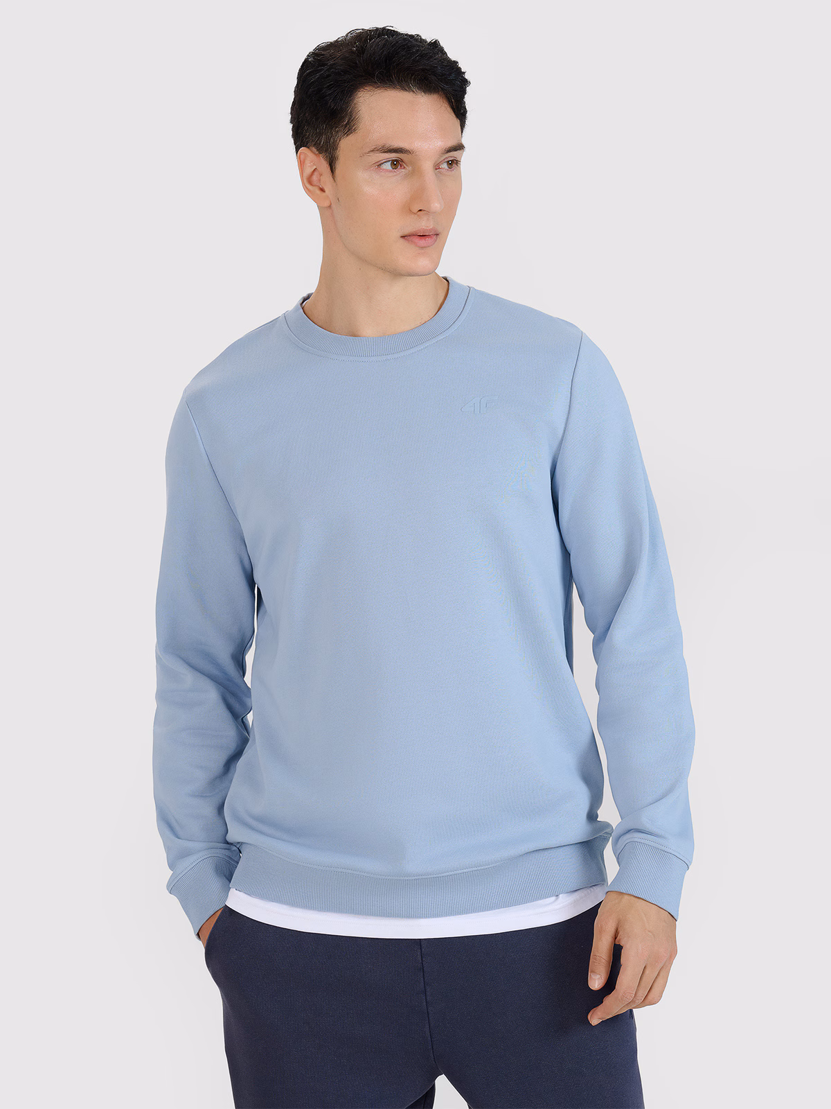 Bluza dresowa nierozpinana bez kaptura męska - niebieska